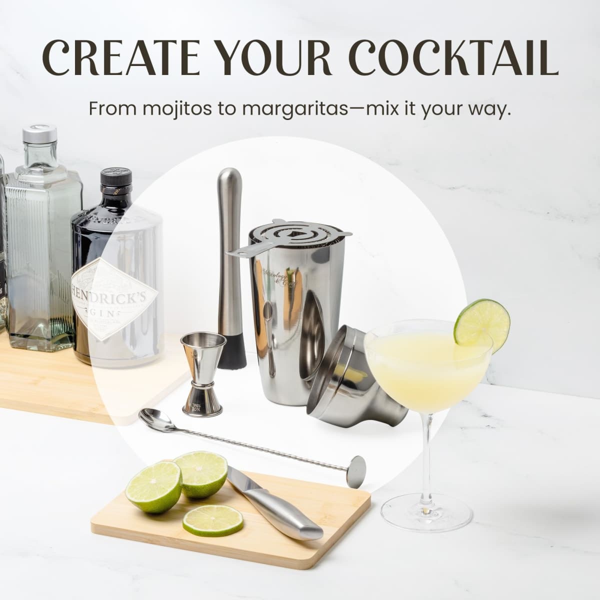 Mixology Bartender Kit: 10-Piece Bar Tool Set with Stylish Mahogany Stand - Perfect Home Bartending Kit and Martini Cocktail Shaker Set For an Awesome Drink Mixing Experience - Exclusive Recipes Bonus thumbnail 4