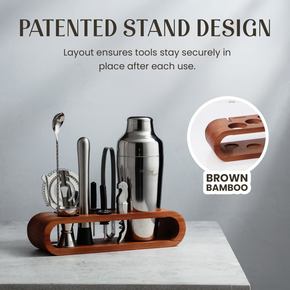 Mixology Bartender Kit: 10-Piece Bar Tool Set with Stylish Mahogany Stand - Perfect Home Bartending Kit and Martini Cocktail Shaker Set For an Awesome Drink Mixing Experience - Exclusive Recipes Bonus thumbnail 5
