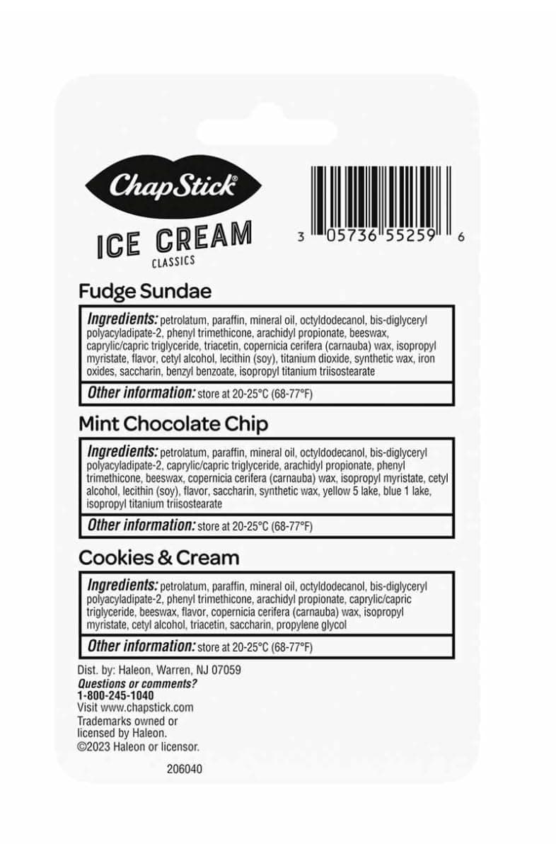 ChapStick Lip Moisturizer, Ice Cream 0.15 Oz Each 3 Sticks thumbnail 2