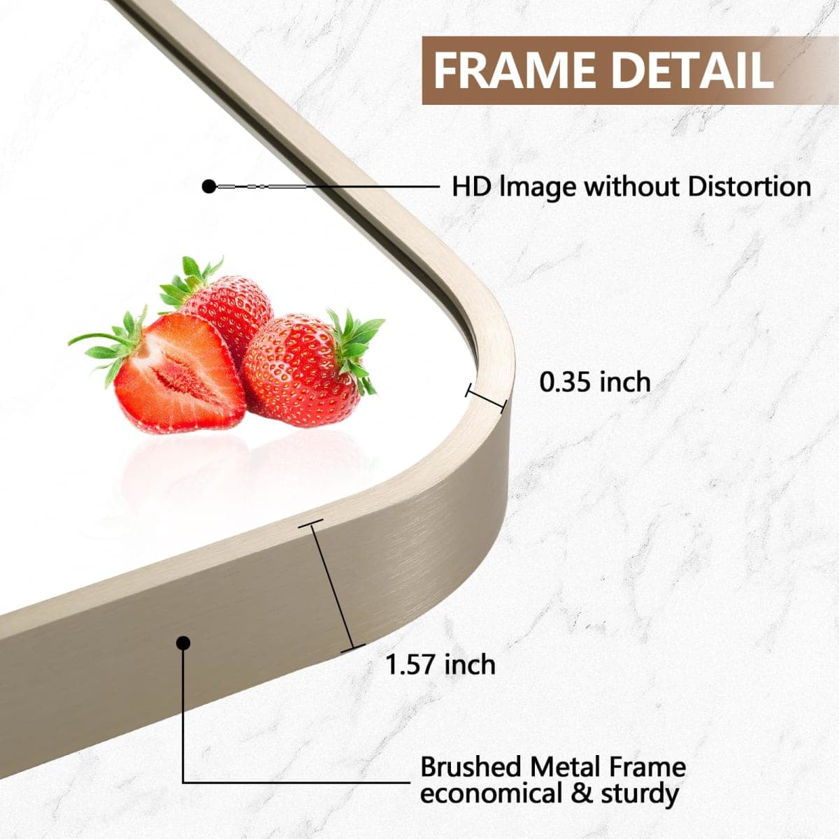 JENBELY 30x36 Inch Brushed Nickel Bathroom Mirror, Framed Rectangle Mirror with Rounded Corner, Brushed Mirror, Silver Bathroom Mirror for Over Sink, Vanity, Living Room, Bedroom, Horizontal/Vertical thumbnail 4