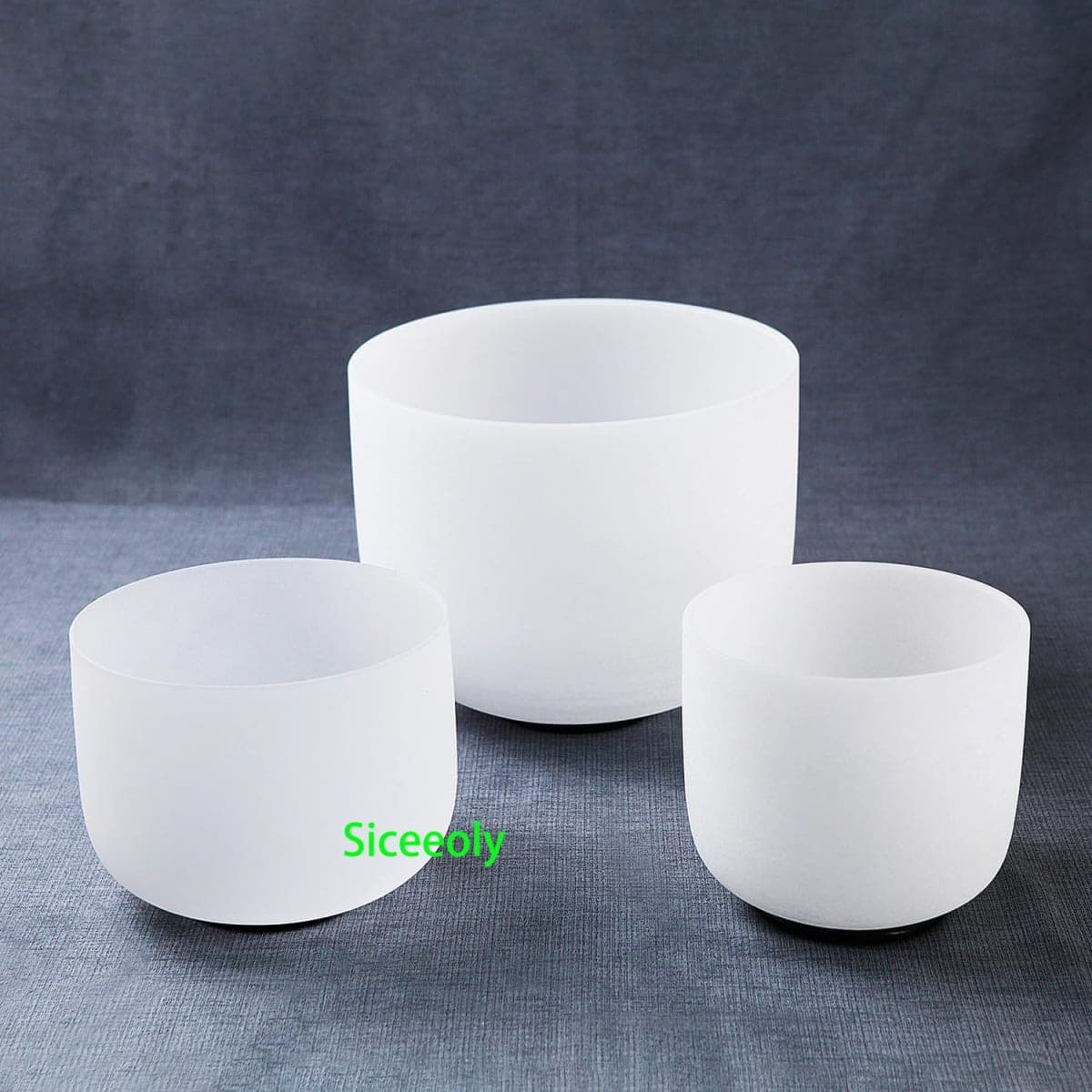 Siceeoly Set of 3 Singing Bowls 432HZ 8"G 10"E 12"C Frosted Chakra Quartz Crystal Sound Healing Bowls with 1 Travel Carry Case Bag 1 Mallet Suede 1 Striker 3 O-rings thumbnail 3