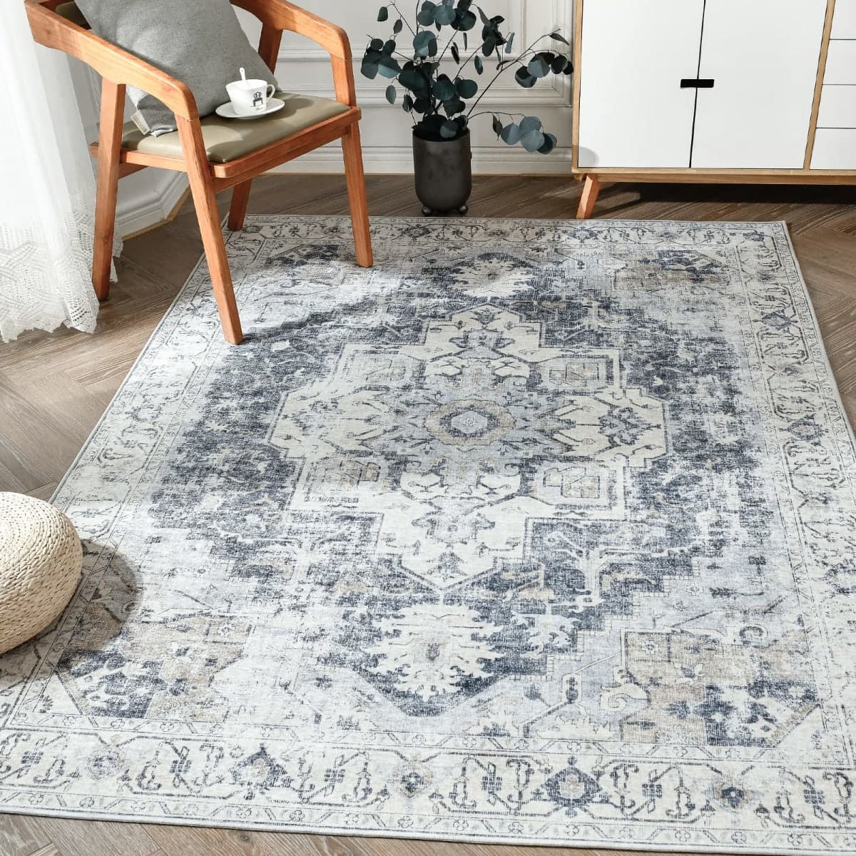 JINCHAN Area Rug 5x7 for Living Room Bedroom Washable Non-Slip Vintage Rug