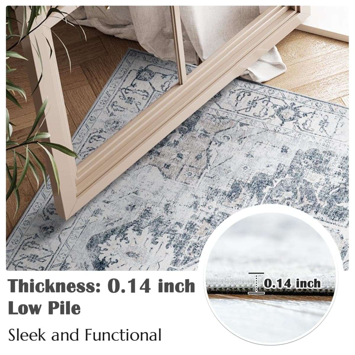 JINCHAN Area Rug 5x7 for Living Room Bedroom Washable Non-Slip Vintage Rug thumbnail 3