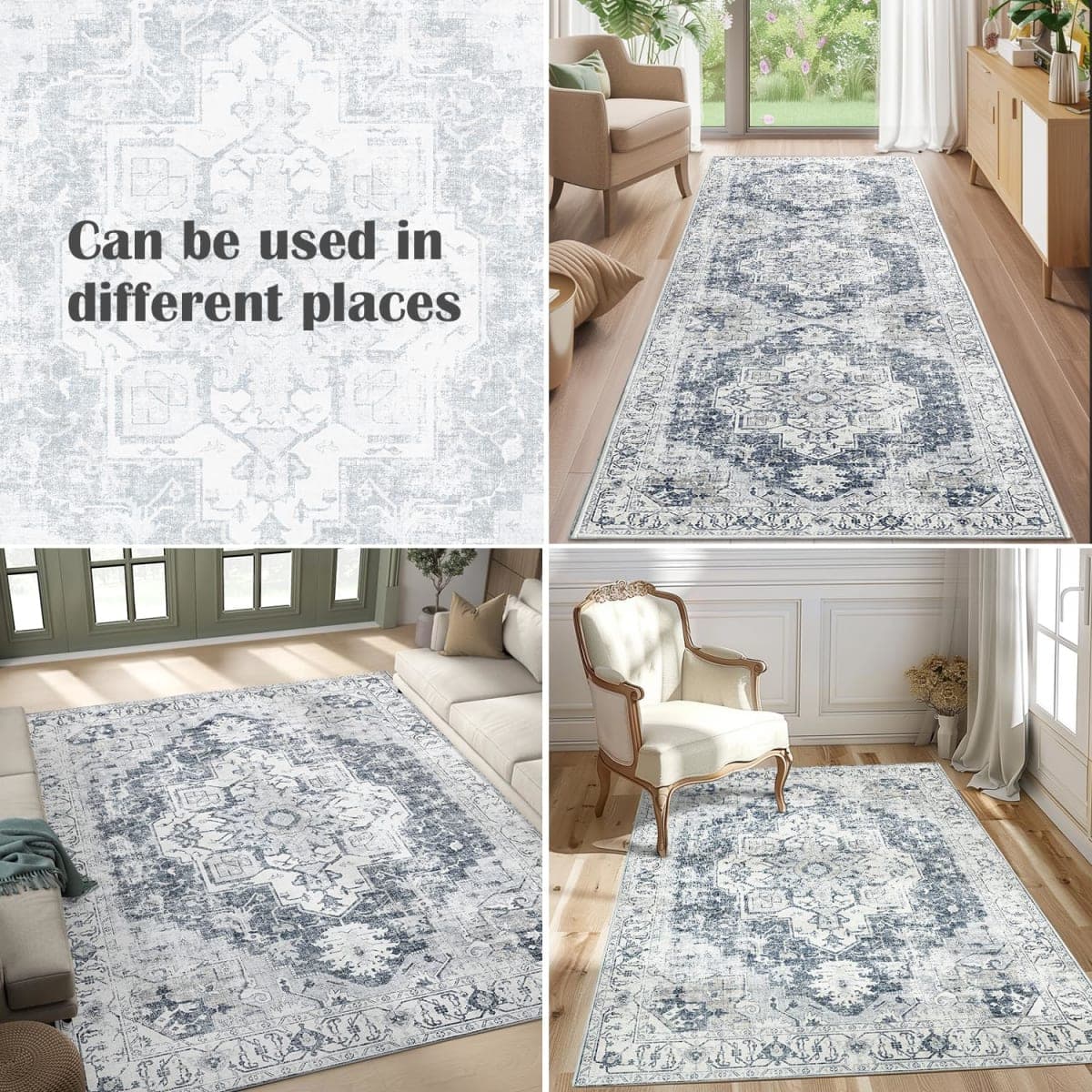 JINCHAN Area Rug 5x7 for Living Room Bedroom Washable Non-Slip Vintage Rug thumbnail 4