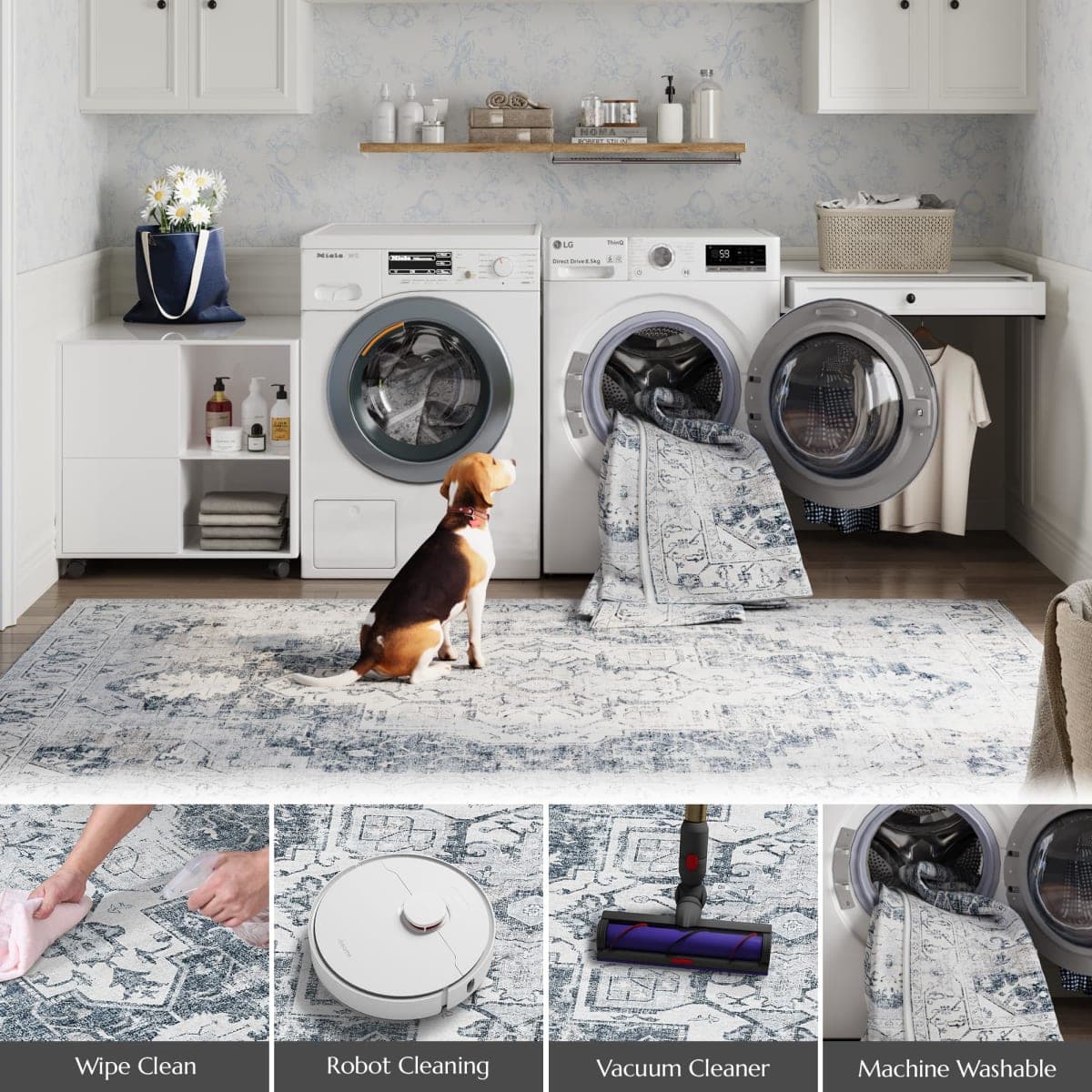 JINCHAN Area Rug 5x7 for Living Room Bedroom Washable Non-Slip Vintage Rug thumbnail 5