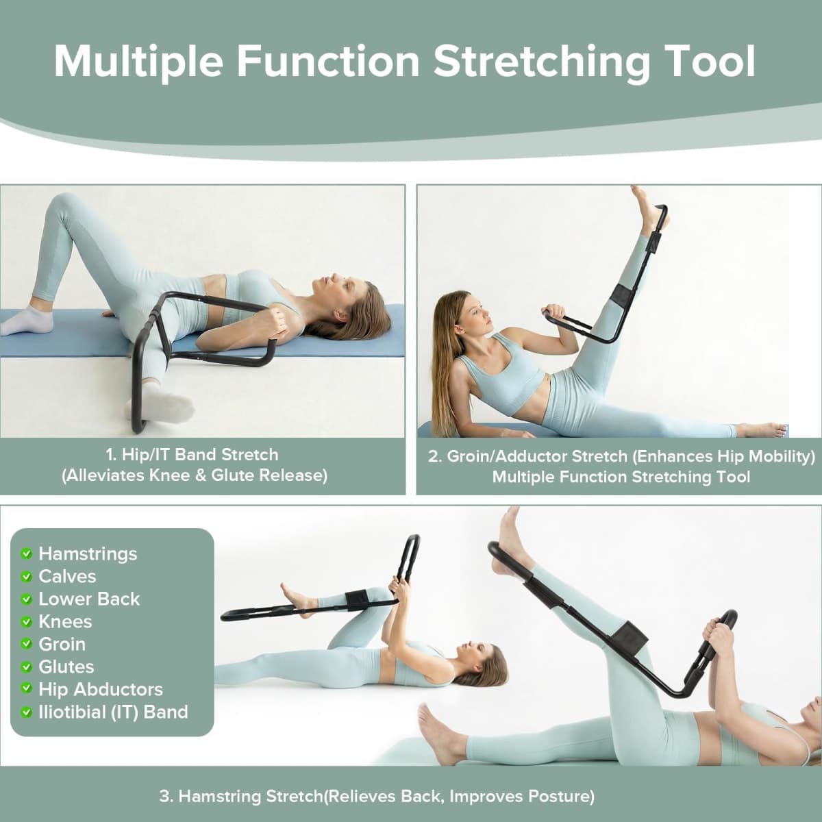 Qagstnkg Hamstring Stretcher, Knee Extension & Pain Relief Device for Lower Body Flexibility, Adjustable Back, Leg, Calf & Hip Stretching Tool, Improves Range of Motion, Knee Pain Relief thumbnail 5