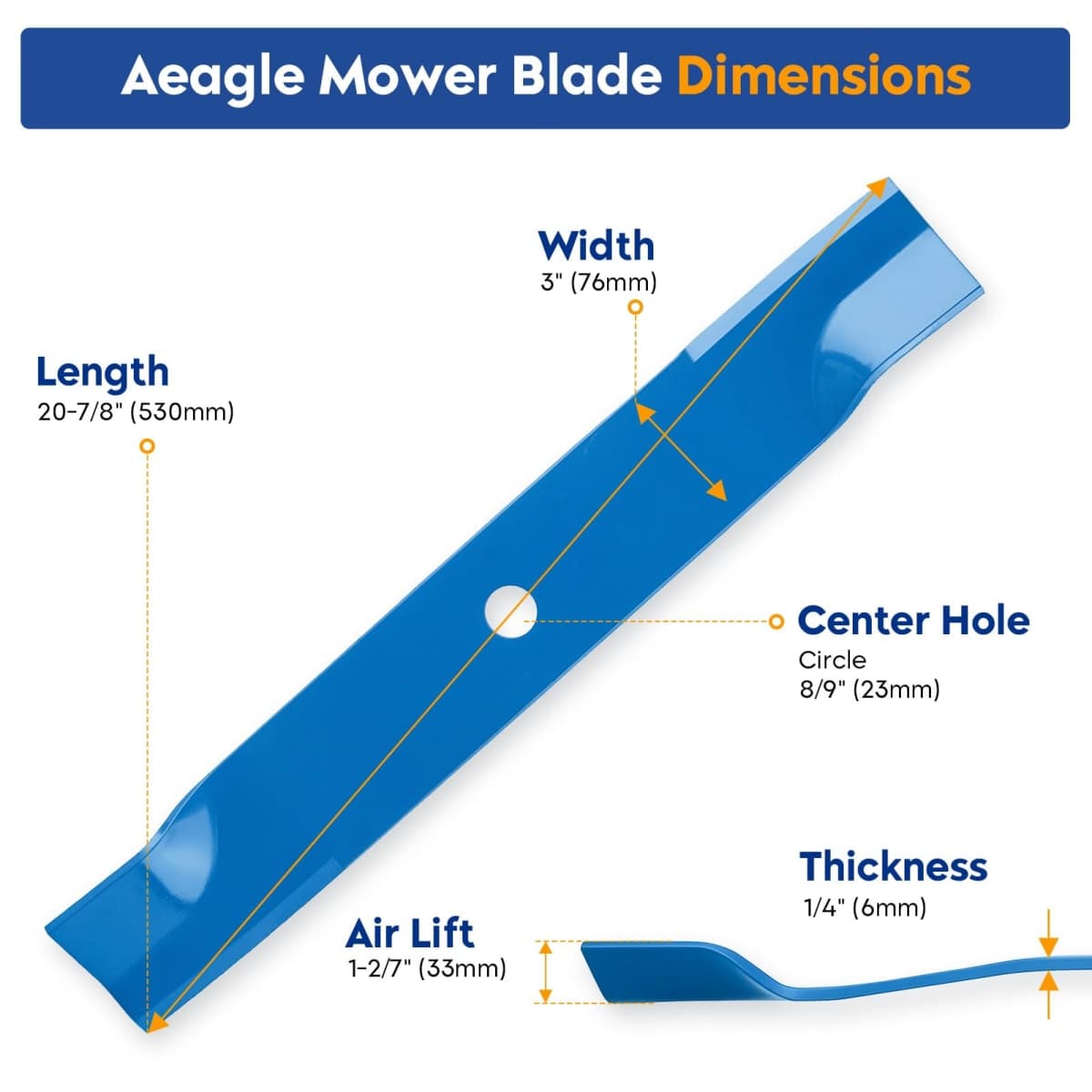 Aeagle TCU15881 High Lift Blades for John Deere 60 Inch Mower 737 757 777 797 Z930M Z950M Z950R Z930R ZTrak X710 X730 X738 1025r 3045R 3046R M128485 M163983 (Blue) thumbnail 2