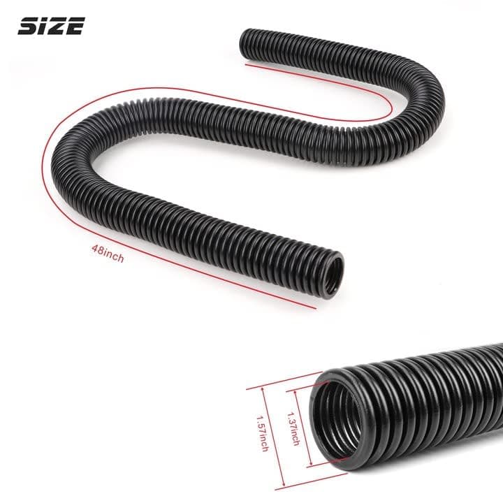 iRKY 48" Flexible Radiator Hose Stainless Steel Universal Water Hoses Adapter Coolant Radiator Hose Kit with 4Pcs Chrome Caps (8 Clamps, Black) thumbnail 2
