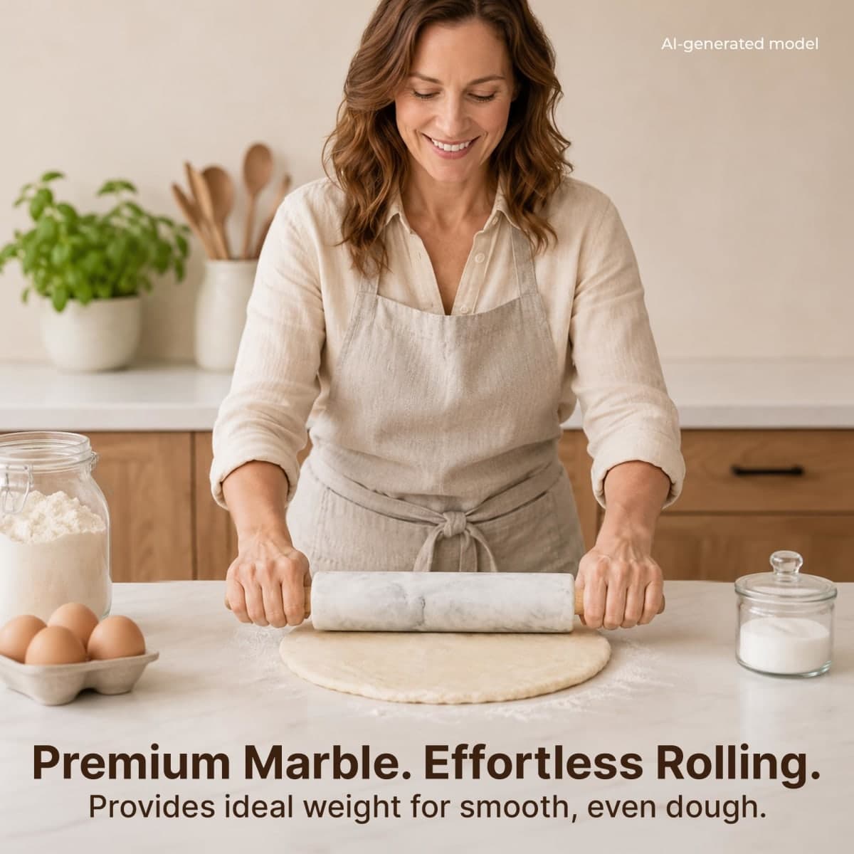 Zulay Kitchen 17-Inch Marble Rolling Pin With Stand - Polished Marble Rolling Pins For Baking With Long Beechwood Handle - Non-stick Roller Pin For Baking Pastries, Bread & Pizza thumbnail 4