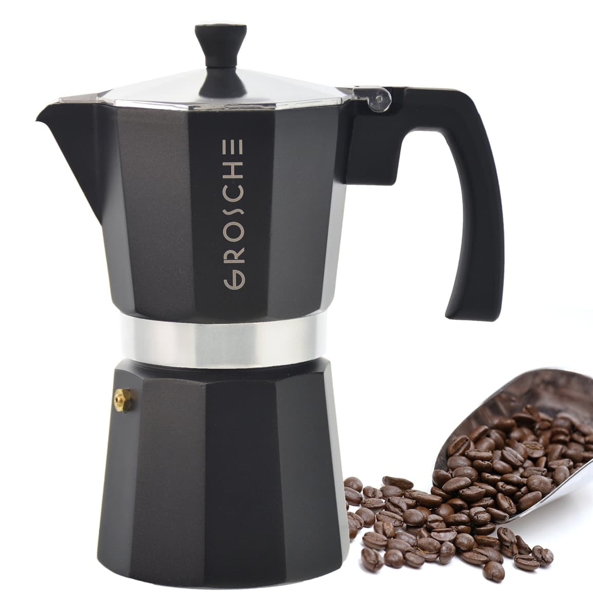 GROSCHE Milano Stovetop Espresso Maker Moka Pot 9 espresso Cup 15.2oz Black thumbnail 4