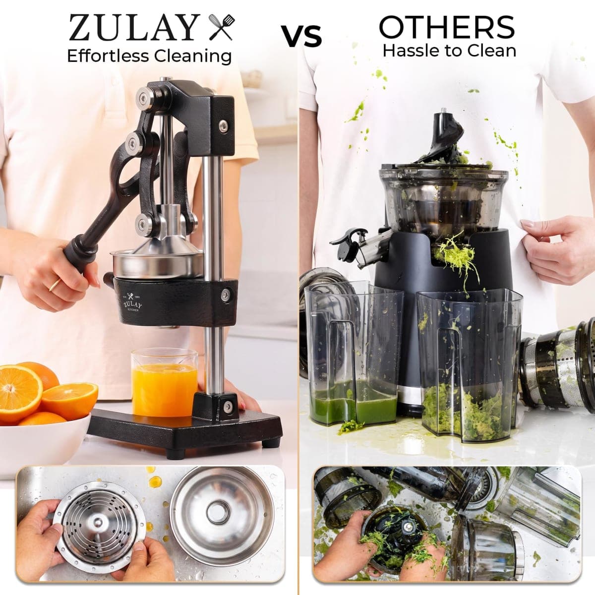 Zulay Kitchen Cast Iron Juicer - Manual Citrus Press and Lemon Squeezer - Premium Quality Heavy Duty Manual Juicer for Orange Juice and Lime Squeezer, Black thumbnail 2