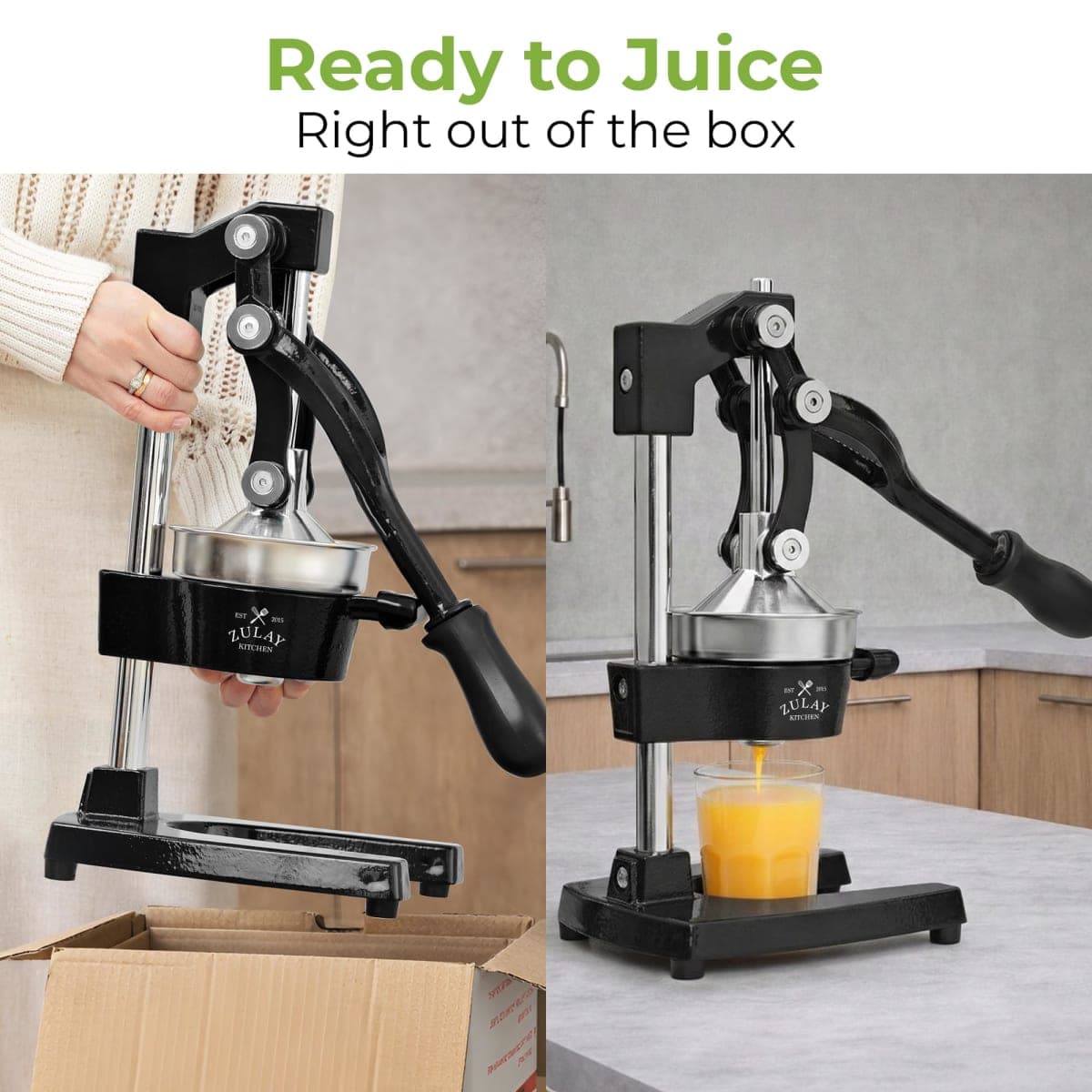 Zulay Kitchen Cast Iron Juicer - Manual Citrus Press and Lemon Squeezer - Premium Quality Heavy Duty Manual Juicer for Orange Juice and Lime Squeezer, Black thumbnail 4