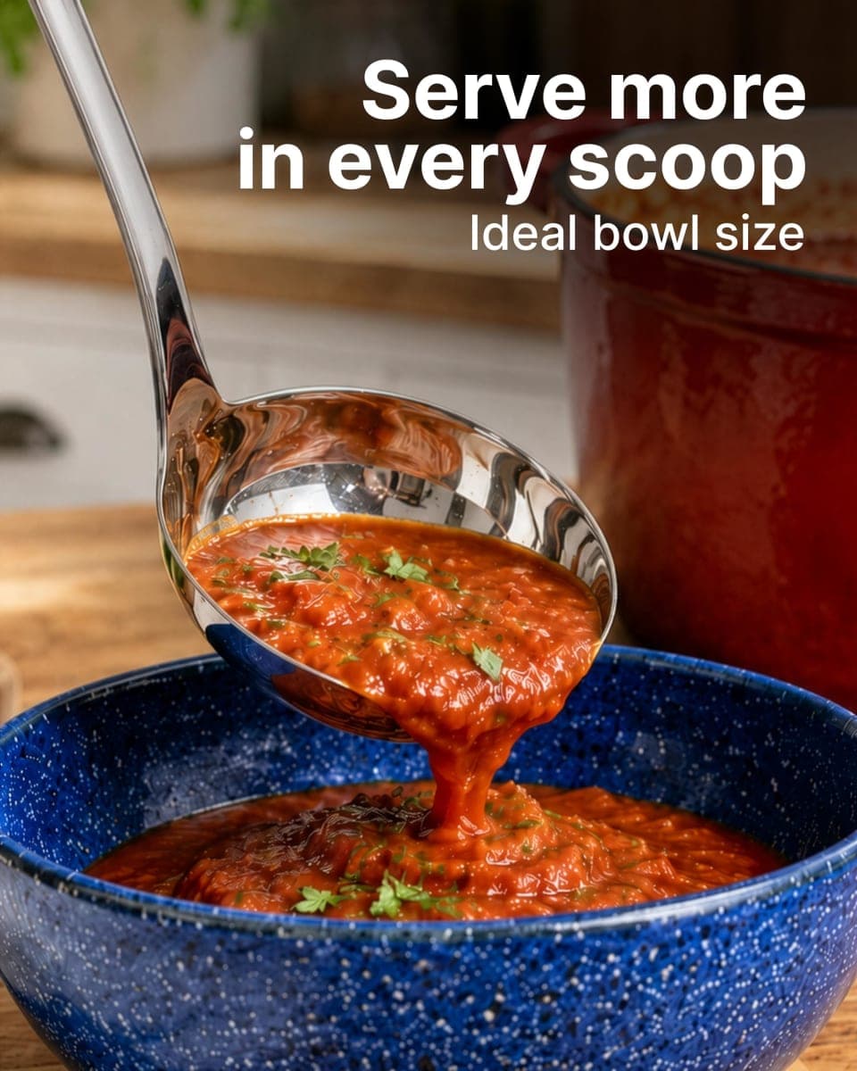 Zulay Premium 12 Inch Stainless Steel Ladle with Comfortable Grip - Soup Ladle with Long Handle and Ample Bowl Capacity Perfect for Stirring, Serving Soups and More - Heavy-Duty Metal Ladle thumbnail 5