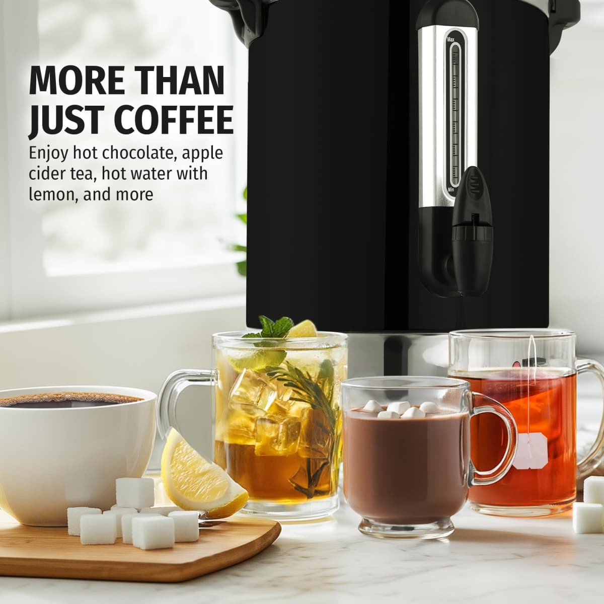 Zulay Commercial Coffee Maker Machine Urn - Large Percolator Pot Dispenser With Double-Wall Stainless Steel, Quick Brew, Stays Hot - Also for Water, Tea, Beverage at Events & Catering - 50 Cup Black thumbnail 2