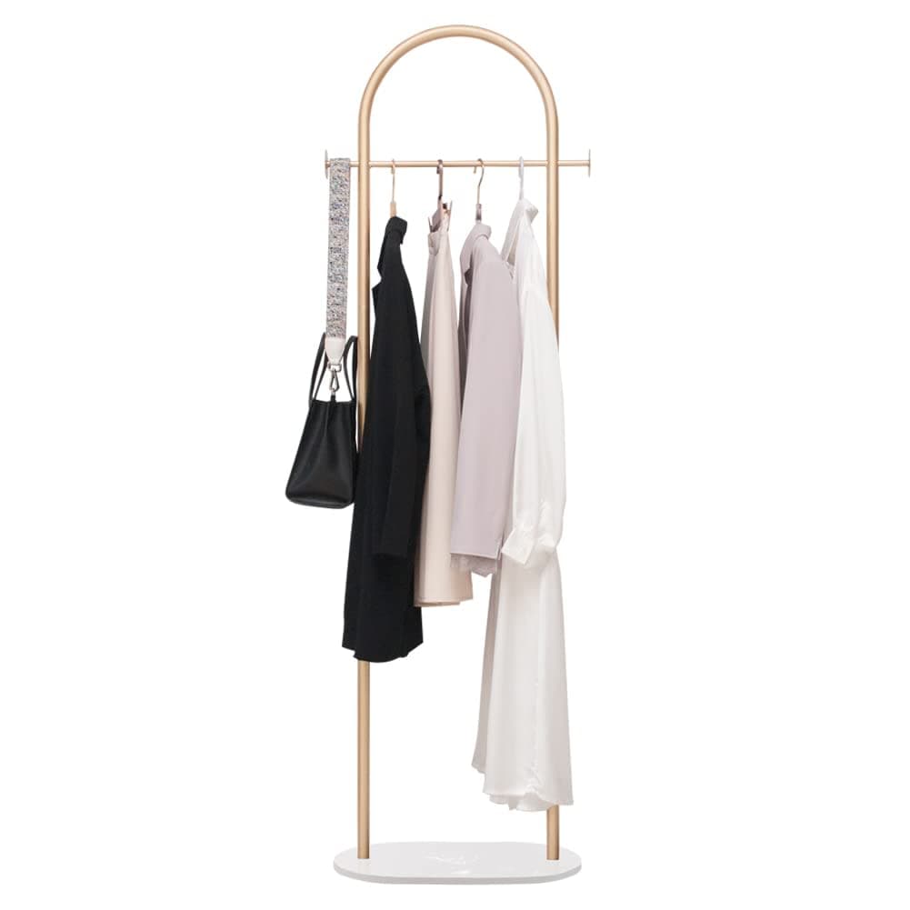 Cre Cra Gold Modern Coat Rack with Marble Base - Heavy Duty Clothing Stand for Bedroom - Holds Coats, Jackets, Scarves, Hats & Bags thumbnail 5