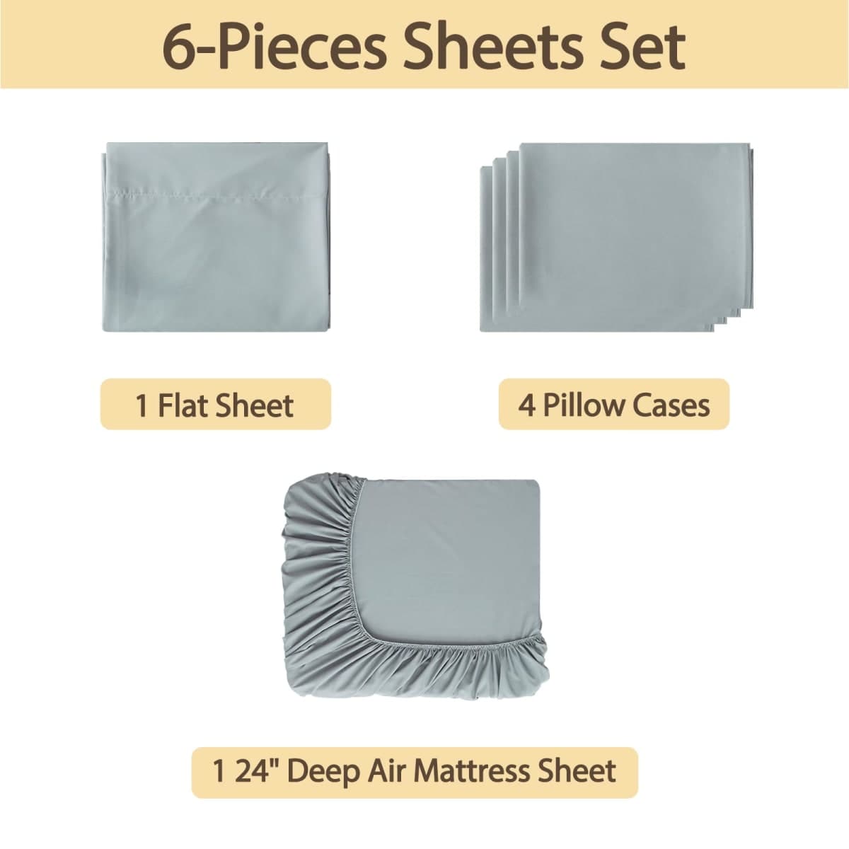 Bedecor Air Mattress Sheet Set Queen Size, Air Bed Sheet Set for 16-24 Inch thumbnail 2