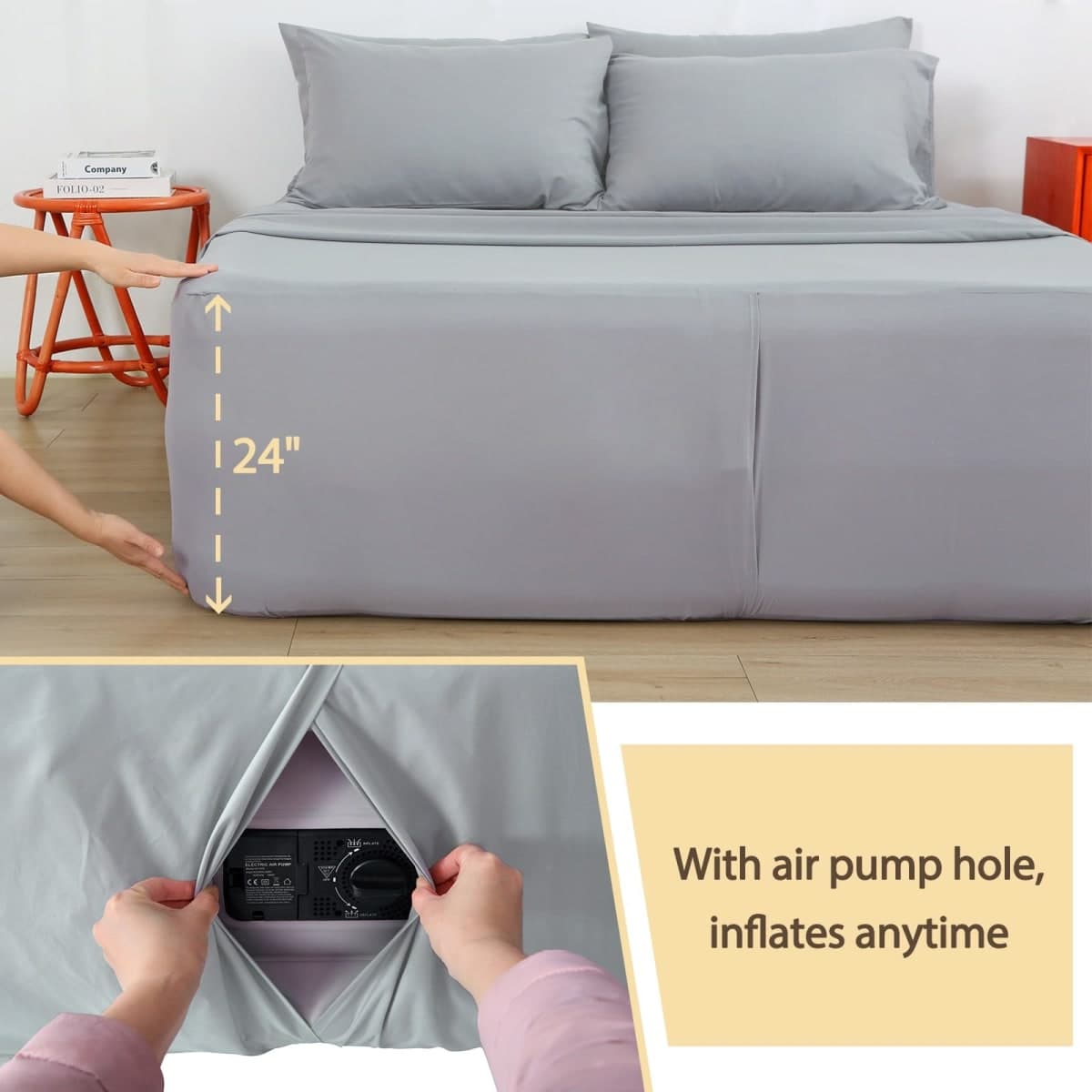 Bedecor Air Mattress Sheet Set Queen Size, Air Bed Sheet Set for 16-24 Inch thumbnail 3
