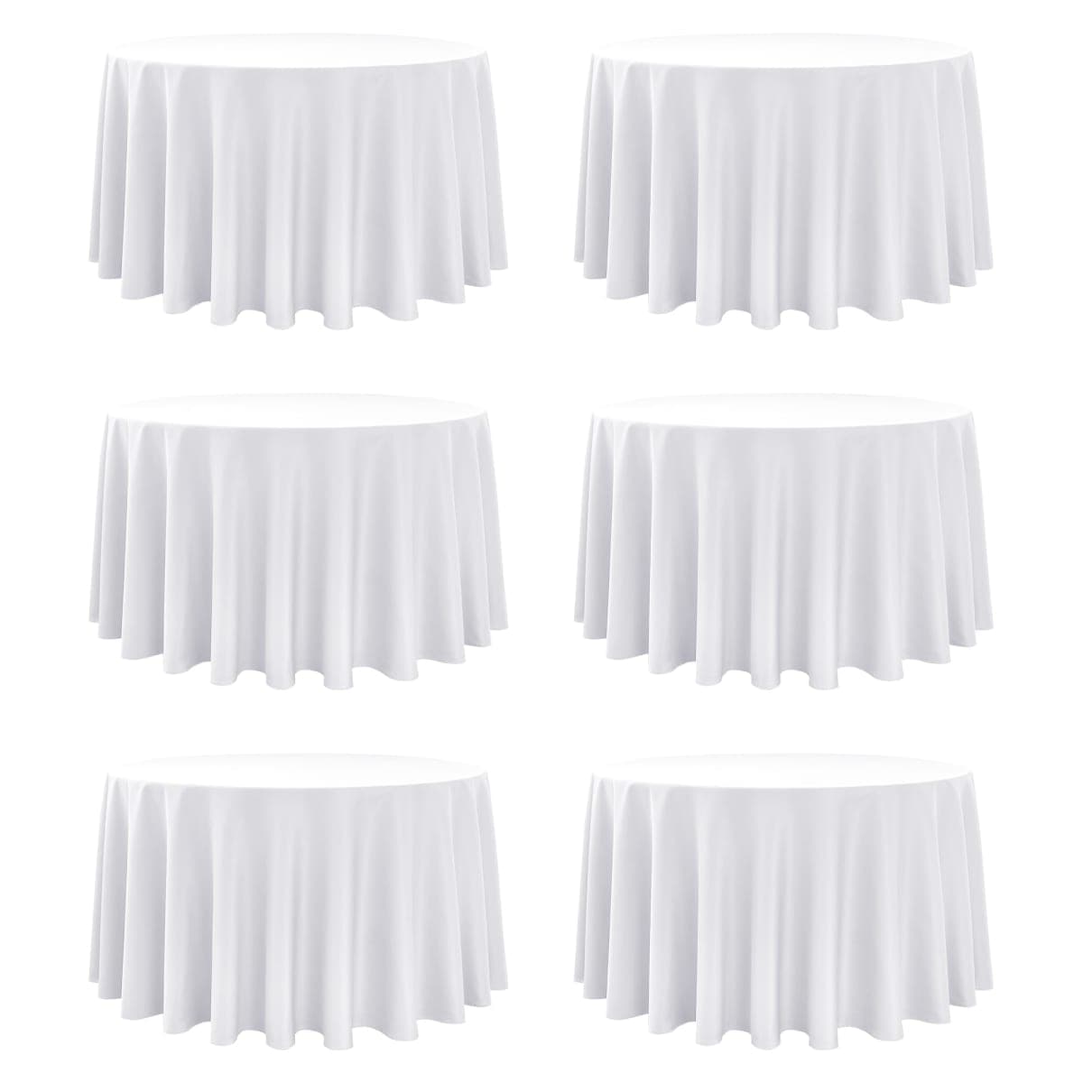 Dailyset 6-Pack White Round Tablecloths, 120 Inches, Stain-Resistant Polyester for 5-6 Ft Round Tables - Washable Table Covers for Weddings, Banquets, Birthday, Parties, Events — image 1