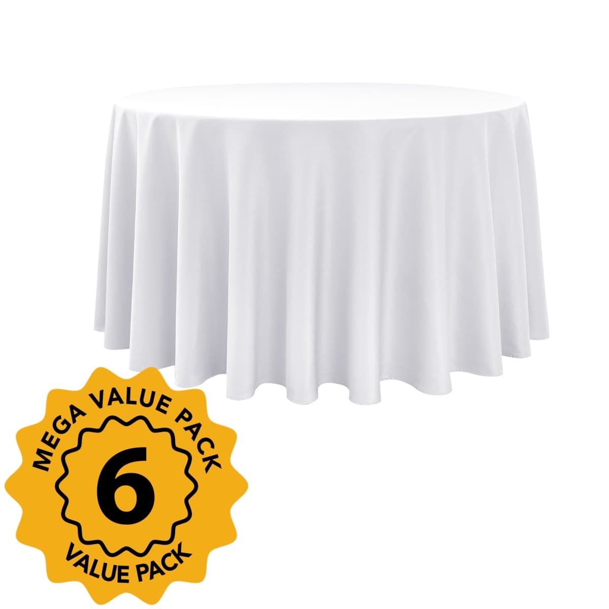 Dailyset 6-Pack White Round Tablecloths, 120 Inches, Stain-Resistant Polyester for 5-6 Ft Round Tables - Washable Table Covers for Weddings, Banquets, Birthday, Parties, Events thumbnail 2