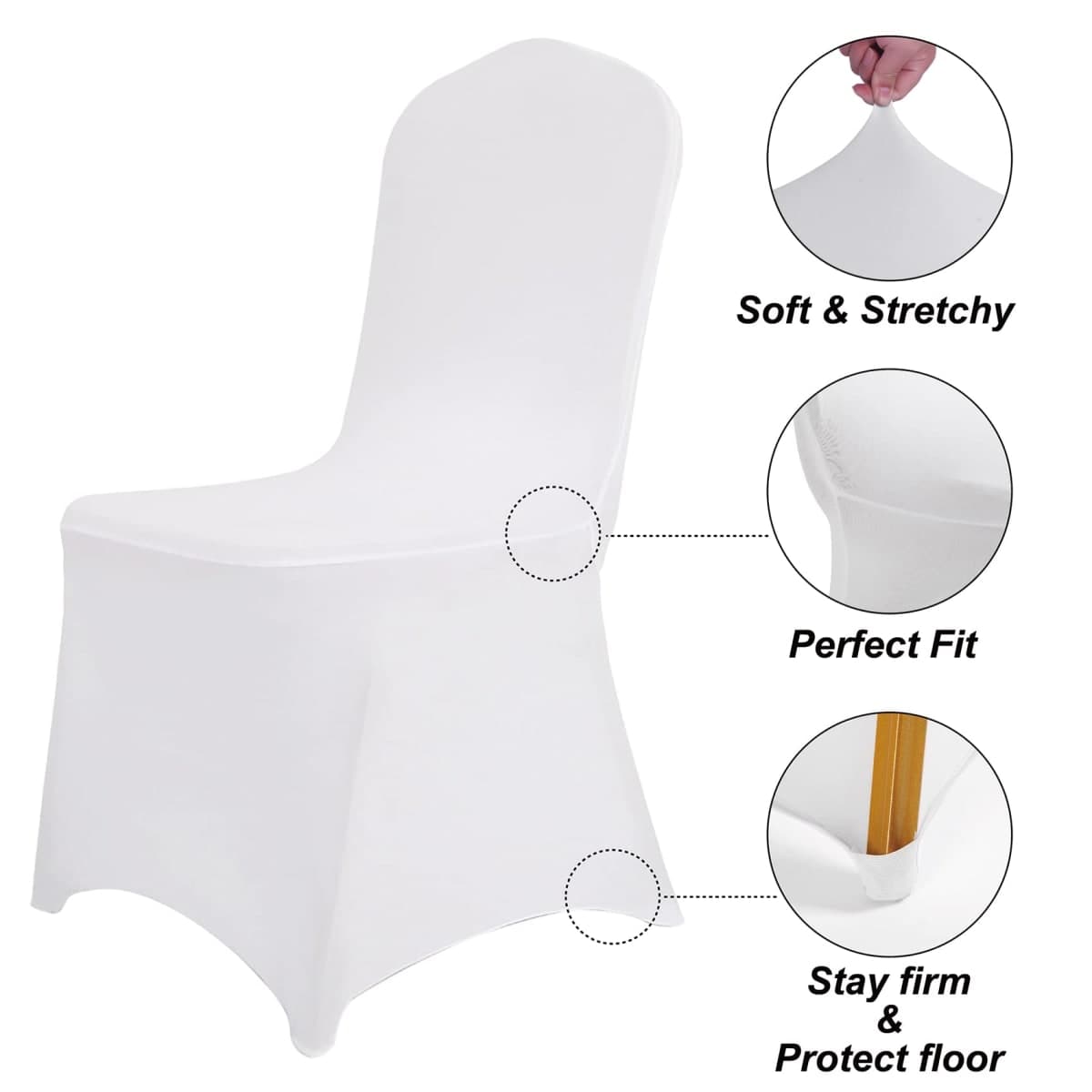SuperO Waterproof Spandex Chair Cover 25PCS, Stretch Dining Chair Covers, Polyester Outdoor Chair Covers, Protector Stretch Chair Cover for Party Universal, Banquet, Wedding Event, Hotel(White) thumbnail 5