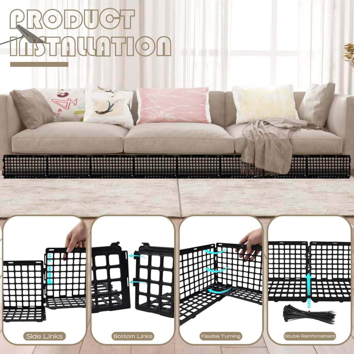 12 Pcs Under Couch Blocker for Bed Adjustable Furniture Plastic thumbnail 3