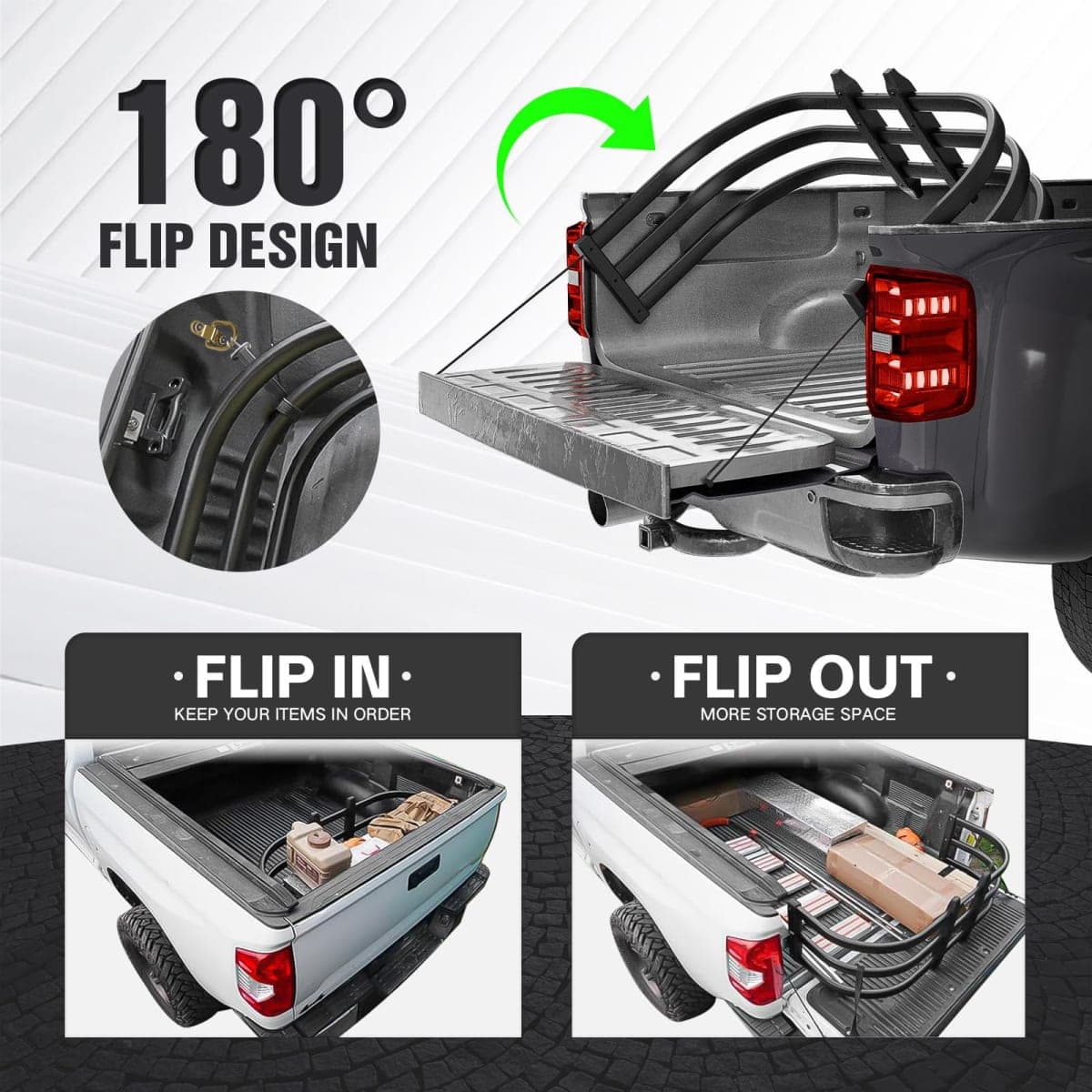 SOENBOO Truck Bed Extender, Aluminum Retractable Tailgate Extender, 55"-68" Adjustable Length, Drill Required, Fits for Tacoma, Gladiator, Frontier, Colorado/Canyon, Ranger, Ridgeline thumbnail 4