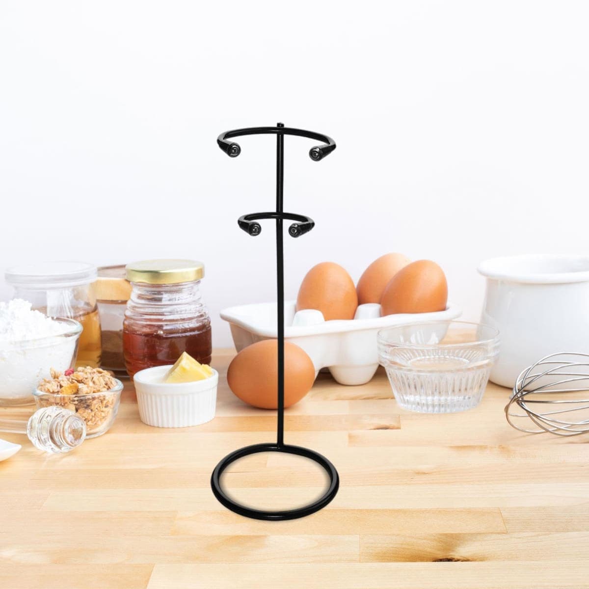 Baoblaze Kitchen Frother Stand Milk Frother Holder Portable Rustproof Space Saving Stainless Steel Stand Egg Beater Stand for Kitchen, Black thumbnail 2