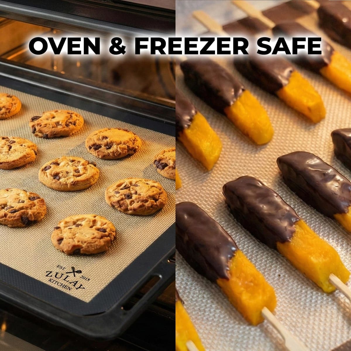 Zulay Kitchen 2-Pack Silicone Baking Mat Sheet - Reusable Silicone Baking Sheet - Easy & Convenient Nonstick Baking Supplies - 16.5"x11.6" Silicone Mats for Baking - Baking Mat for Oven - Dark Gray thumbnail 5