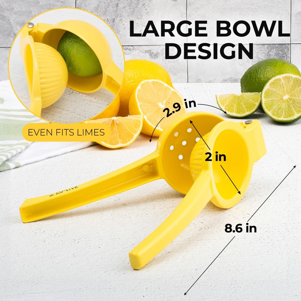 Zulay Kitchen Metal Lemon Squeezer - Handheld Lemon and Orange Squeezer - Easy to Use Citrus Juicer - Manual Hand Press for Extracting the Most Juice Possible - Extracts Every Last Drop - Yellow thumbnail 3