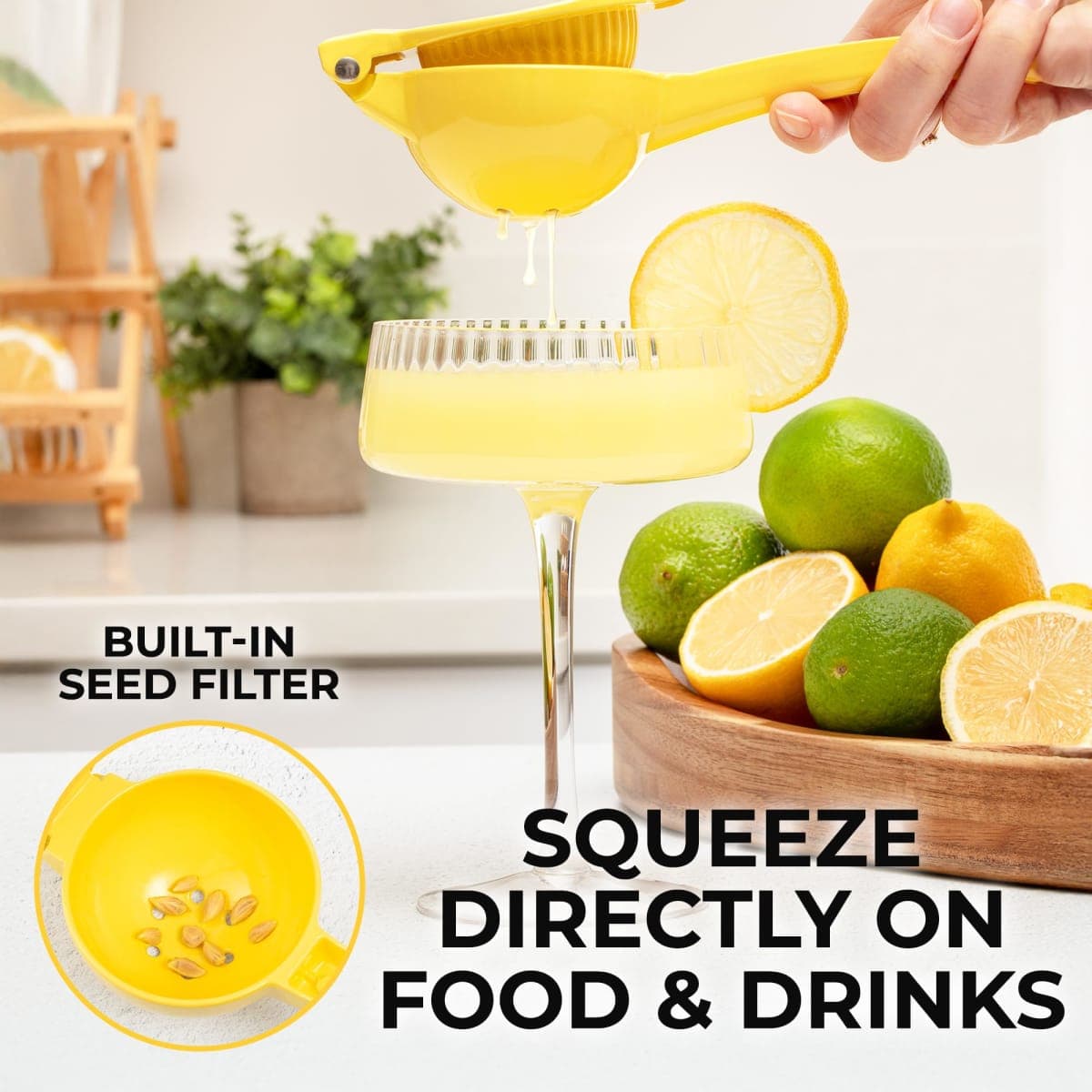 Zulay Kitchen Metal Lemon Squeezer - Handheld Lemon and Orange Squeezer - Easy to Use Citrus Juicer - Manual Hand Press for Extracting the Most Juice Possible - Extracts Every Last Drop - Yellow thumbnail 4