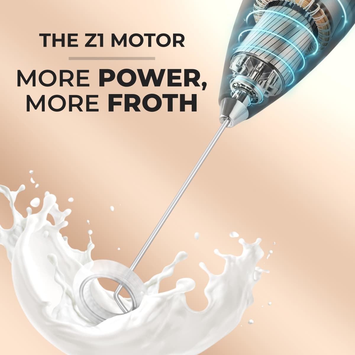 Zulay Kitchen Powerful Milk Frother Wand - Ultra Fast Handheld Drink Mixer - Electric Whisk Foam Maker for Coffee, Lattes, Cappuccino, Frappe, Matcha, Hot Chocolate & Coffee Creamer - Milk Boss Black thumbnail 3