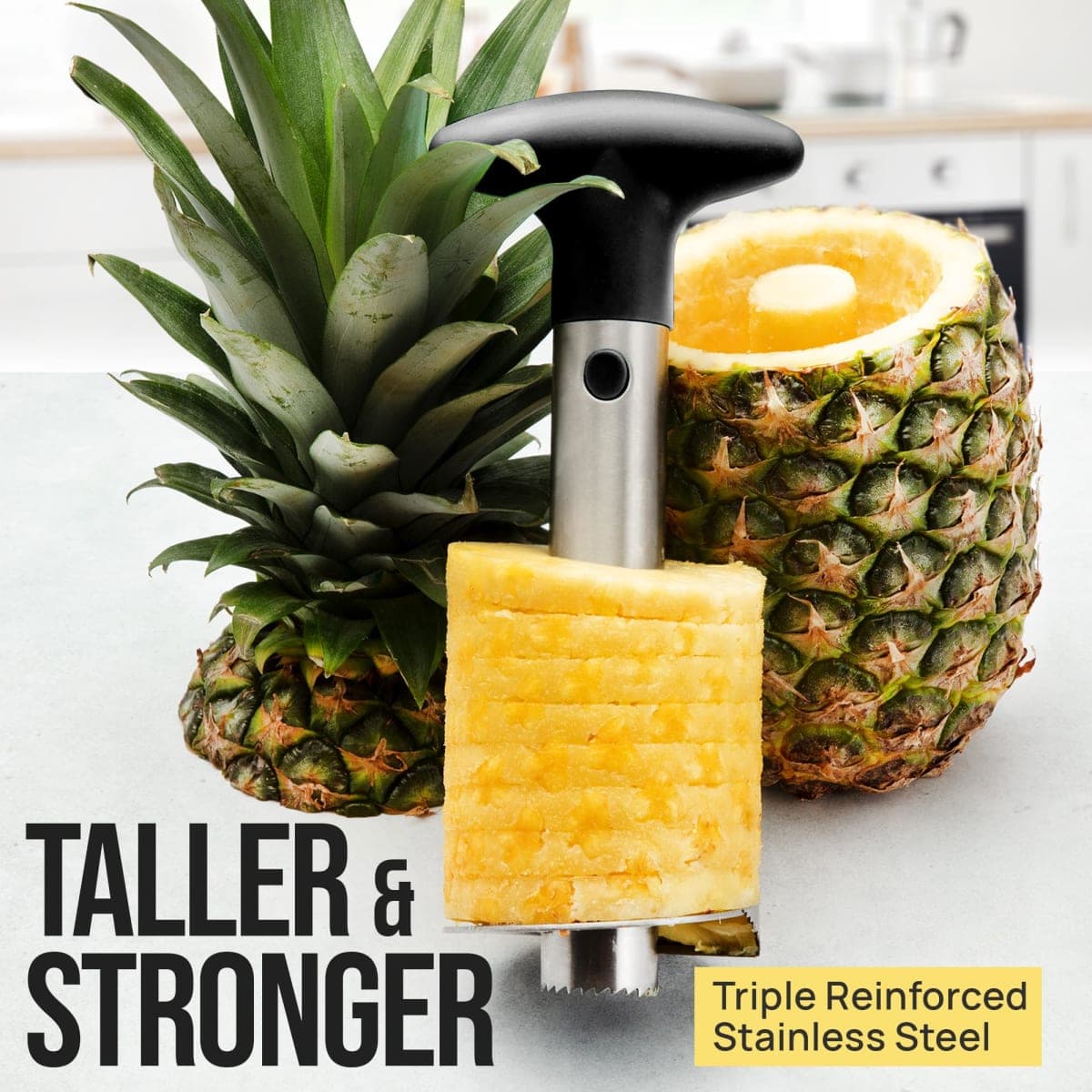 Zulay Kitchen Pineapple Corer – Triple-Reinforced Stainless Steel with Eye Remover Tool, Sharp Serrated Blade & Ergonomic Grip for Effortless Core Removal & Perfect Pineapple Rings thumbnail 3