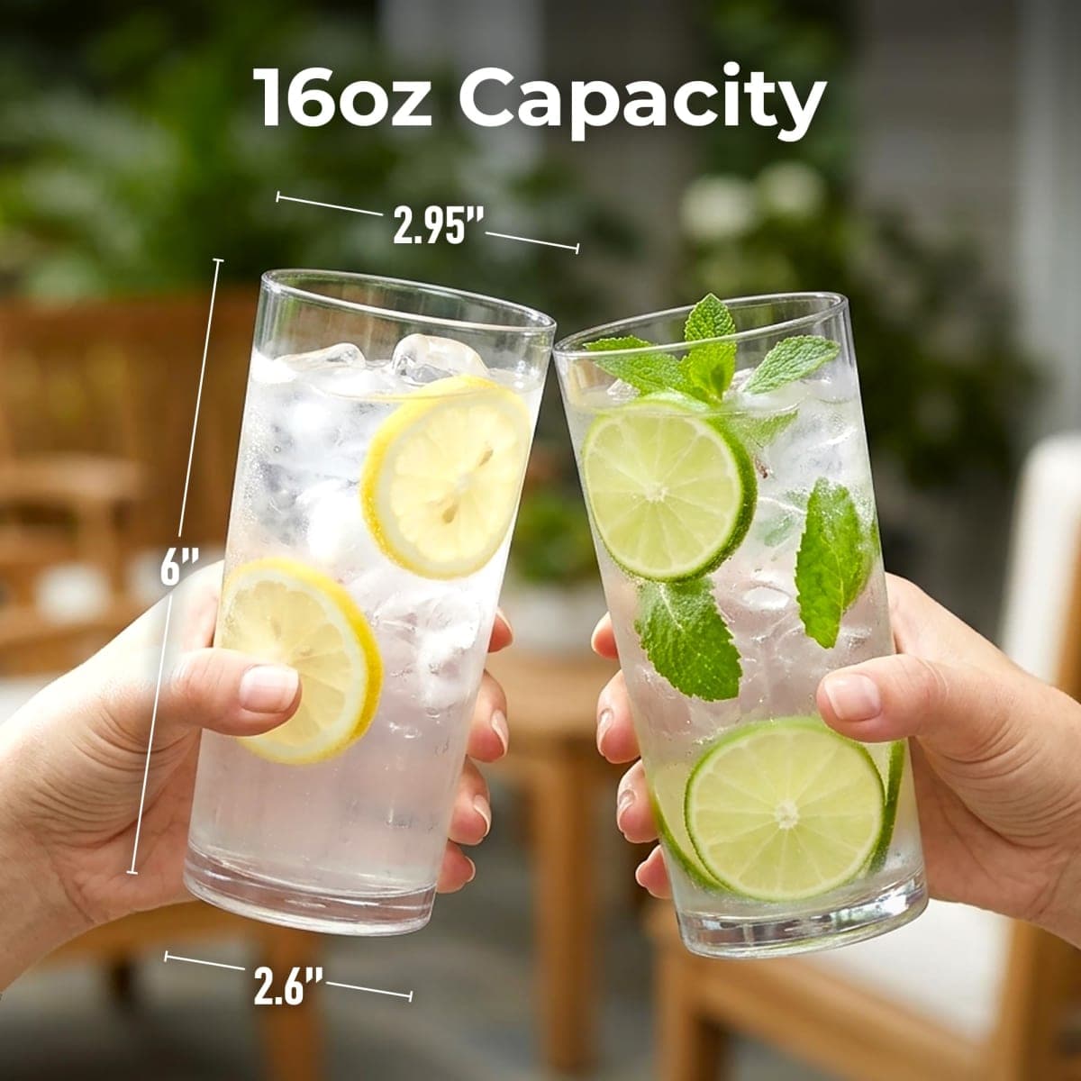 Zulay Kitchen Acrylic Glasses Drinkware - 6 Piece Unbreakable Plastic Tumblers - BPA-Free, Reusable Plastic Drinking Glasses for Home & Outdoors - Stackable, Lead-Free & Dishwasher Safe - (16 oz) thumbnail 2