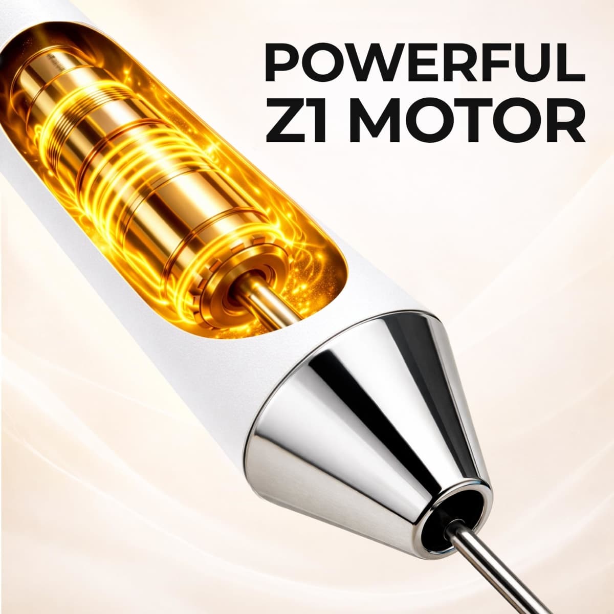 Zulay Kitchen Rechargeable Milk Frother Handheld - Frother Wand, Drink Mixer, Electric Whisk Frother, for Cappuccinos, Matcha & Protein Powder - Ultra Metal 4 Whisk, 1800mAh White thumbnail 5