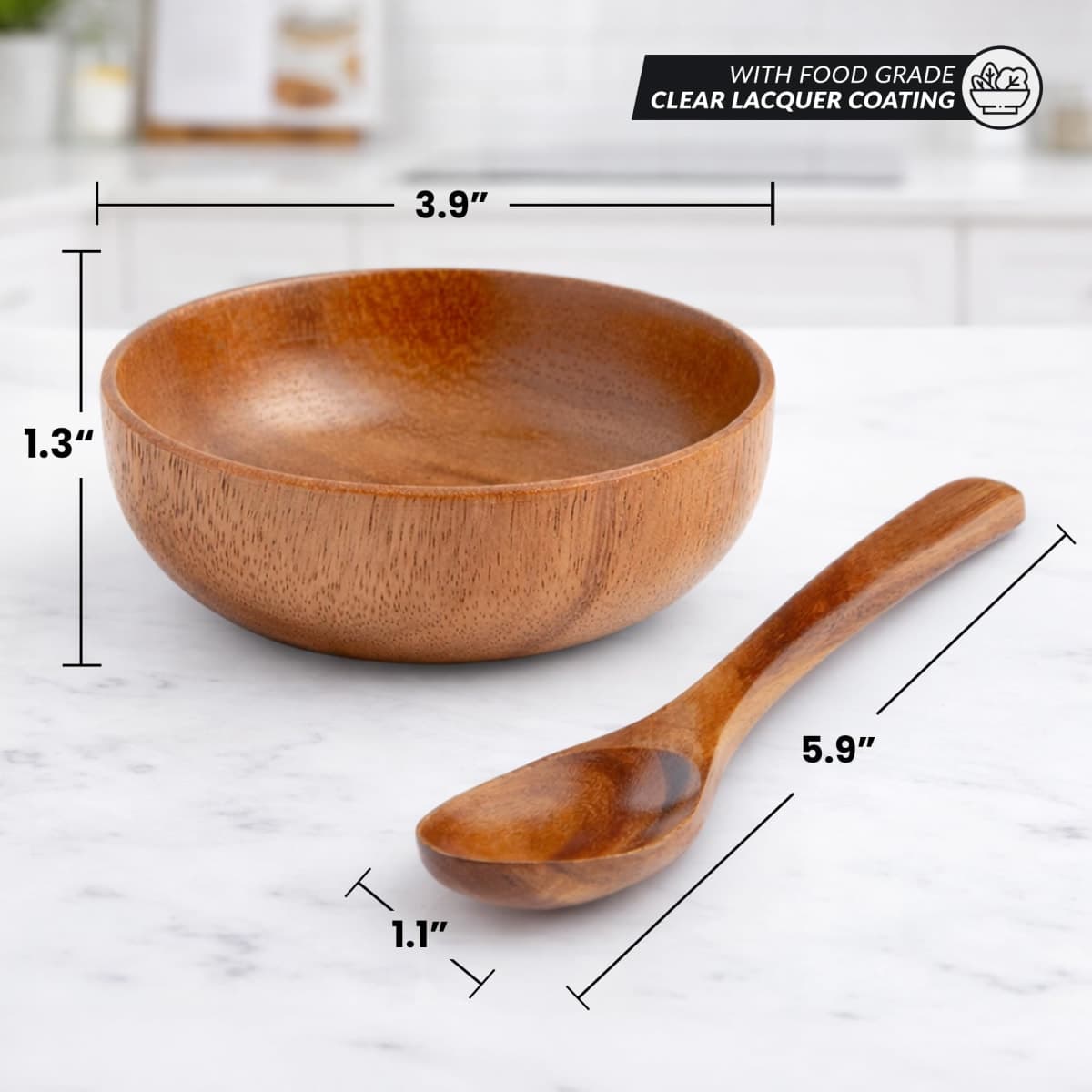 Zulay Kitchen Zk Teakwood Dipping Bowls with Spoons Set - 8 Piece thumbnail 2