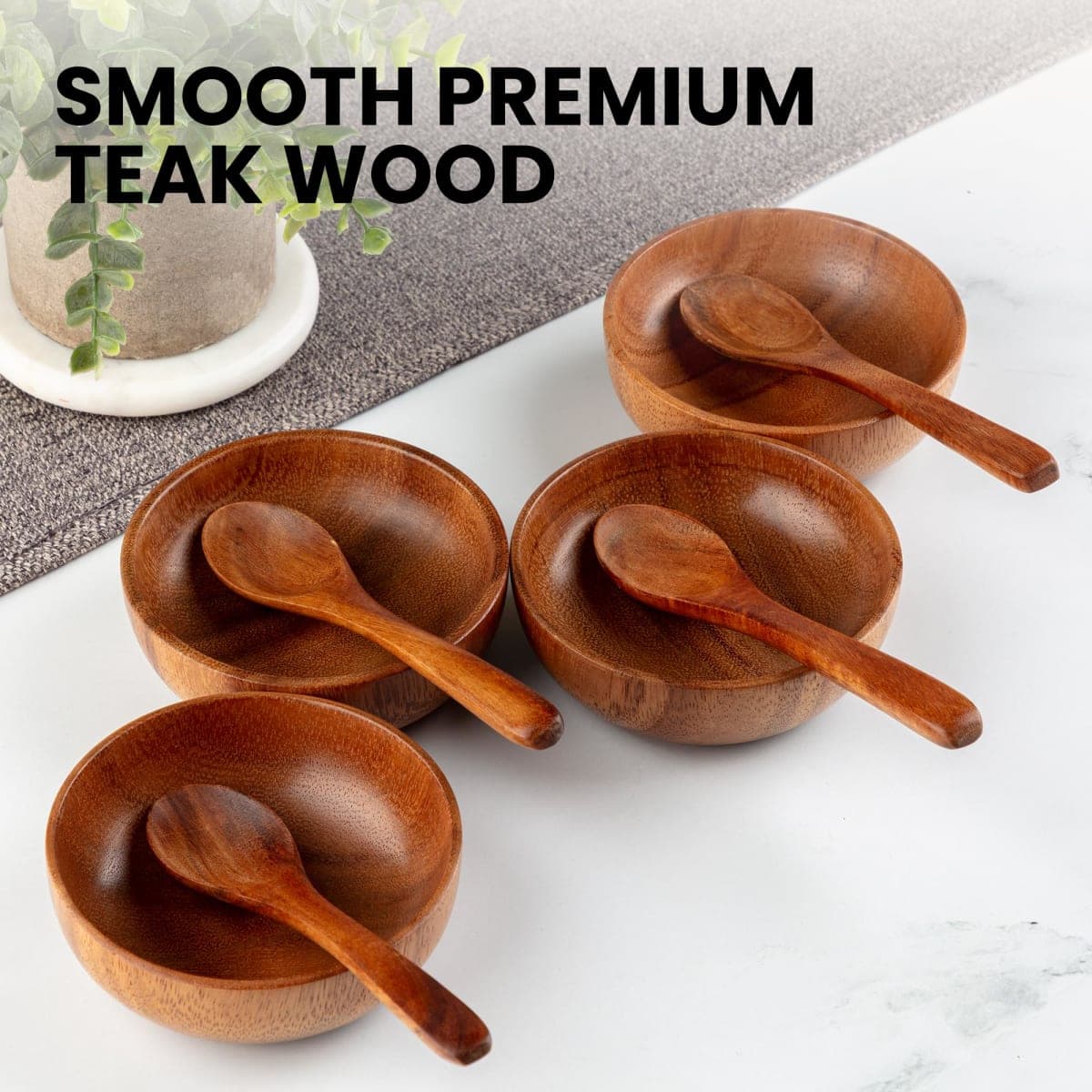 Zulay Kitchen Zk Teakwood Dipping Bowls with Spoons Set - 8 Piece thumbnail 4