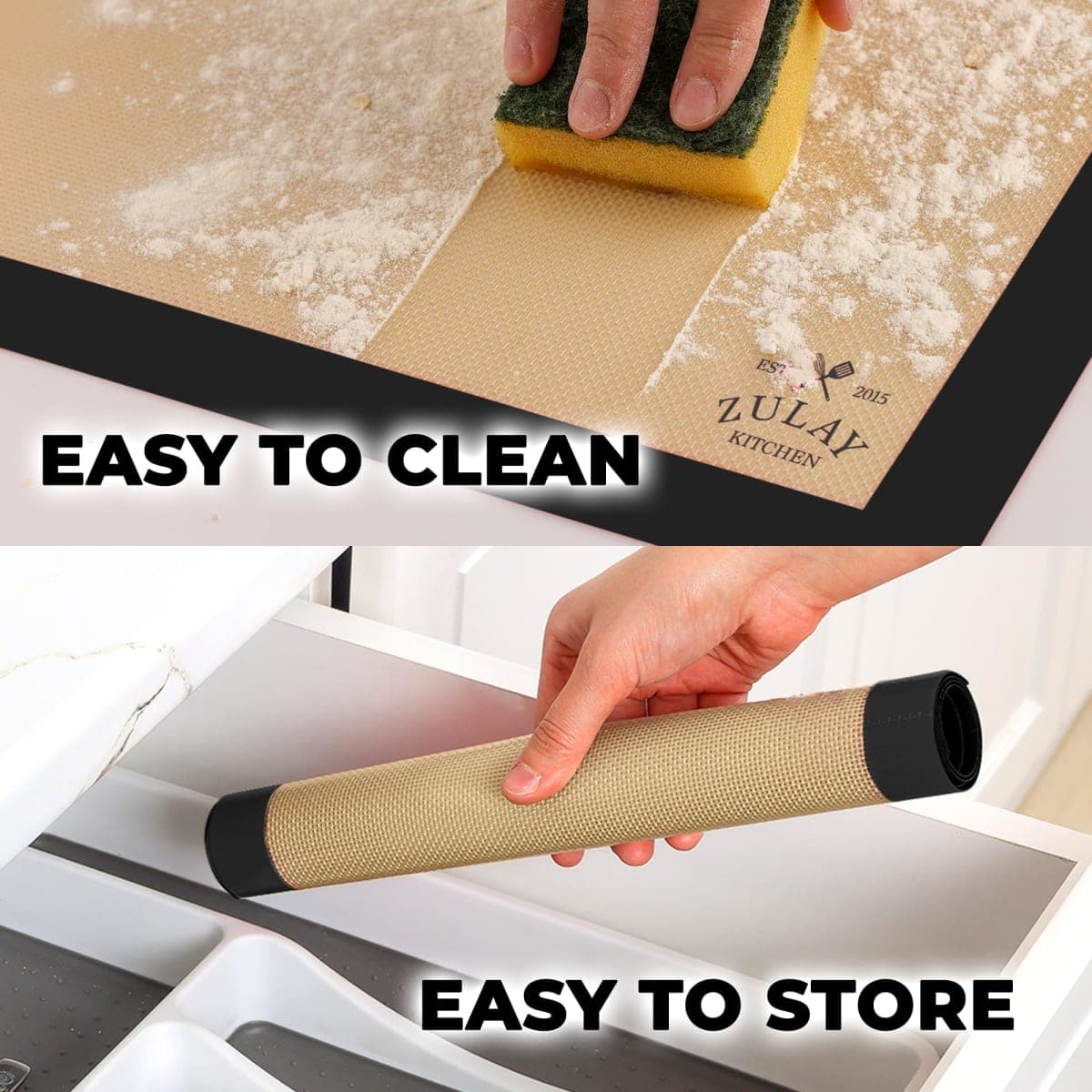 Zulay Kitchen 16.5"x11.6" 1-Pack Silicone Baking Mat Sheet - Reusable Silicone Baking Sheet - Easy & Convenient Nonstick Baking Supplies - Silicone Mats for Baking - Baking Mat For Oven - (Black) thumbnail 3