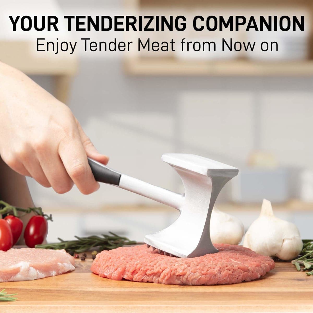 Zulay Professional Meat Tenderizer Tool - Dual Sided Meat Mallet Pounder With Comfort Grip Handle - Heavy Duty Meat Hammer Tenderizer - Meat Tenderizer Mallet & Meat Pounder - (10”) Black thumbnail 2