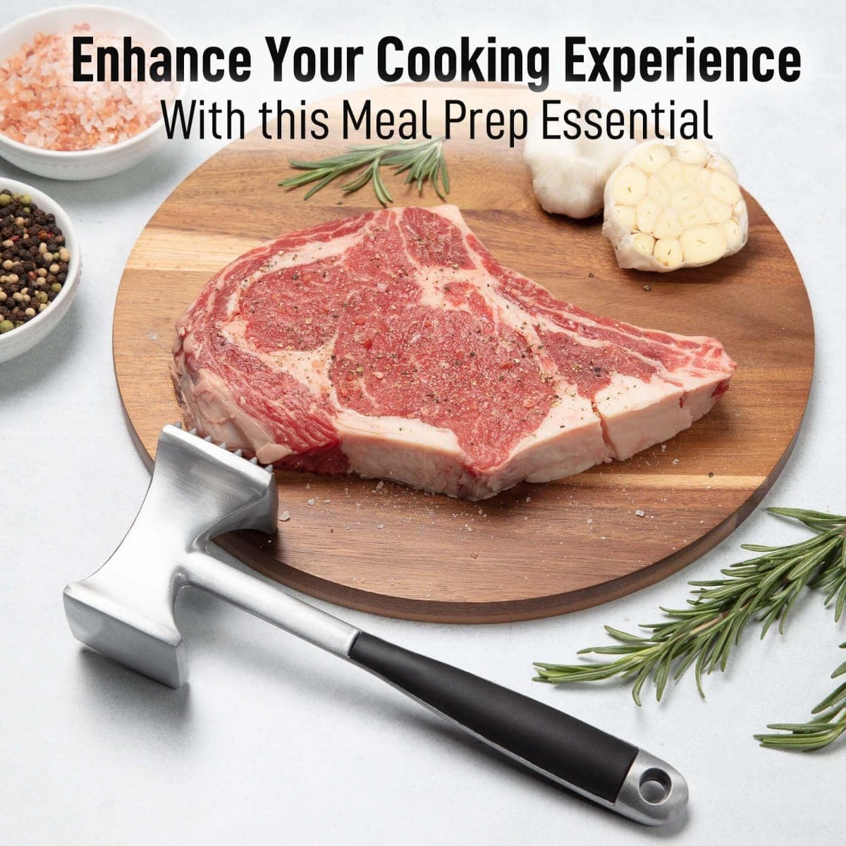 Zulay Professional Meat Tenderizer Tool - Dual Sided Meat Mallet Pounder With Comfort Grip Handle - Heavy Duty Meat Hammer Tenderizer - Meat Tenderizer Mallet & Meat Pounder - (10”) Black thumbnail 4