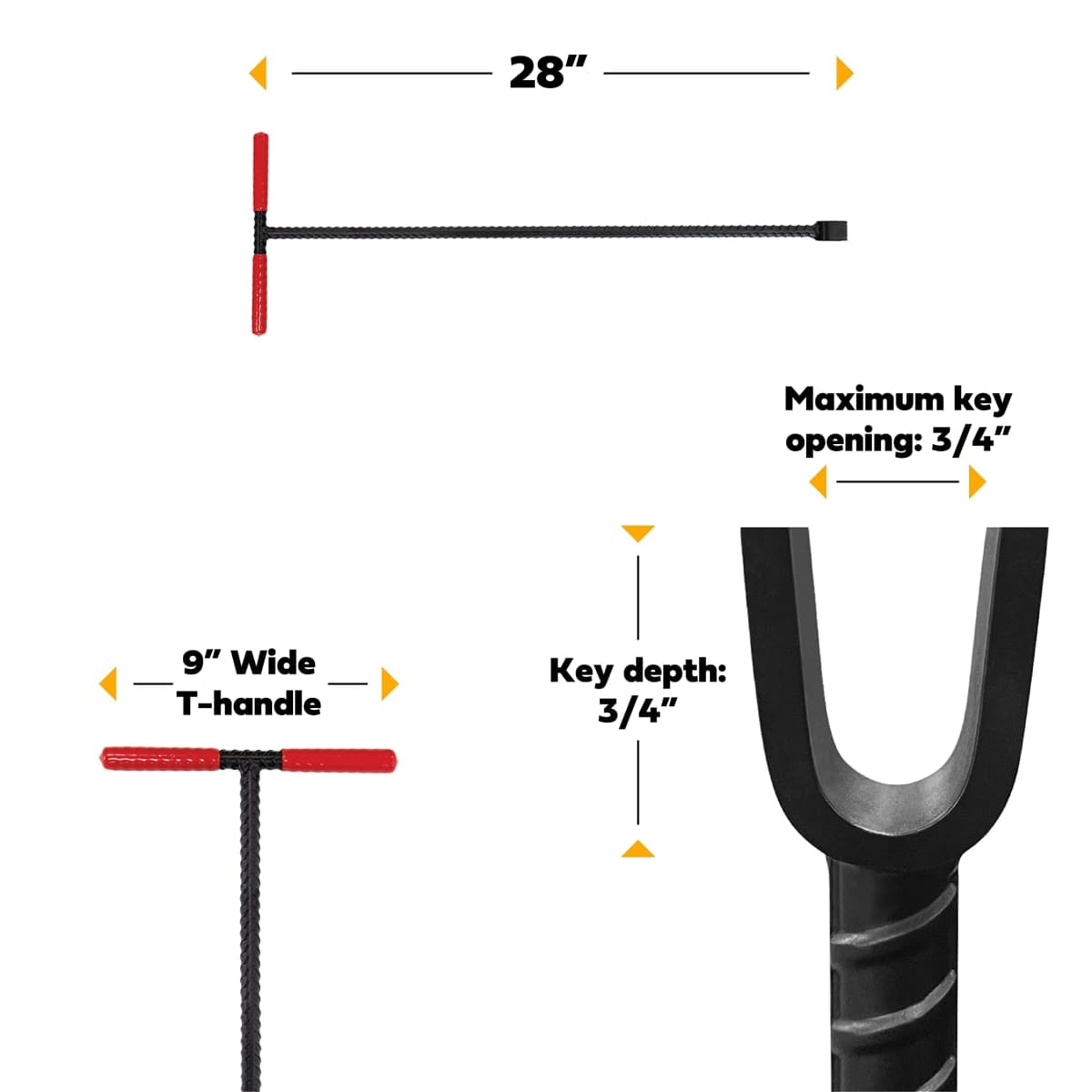 Homestead 28-Inch Water Meter Key with Wide T Handle, Comfortable Grip and U-Shaped Head thumbnail 2