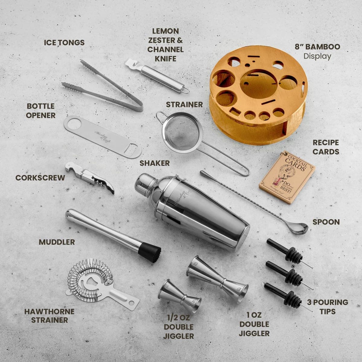 Mixology & Craft Bartender Kit - 15 Piece Set Including Cocktail Shaker and Bar Accessories, Perfect for Drink Mixing at Home, Plus Exclusive Recipe Cards thumbnail 2
