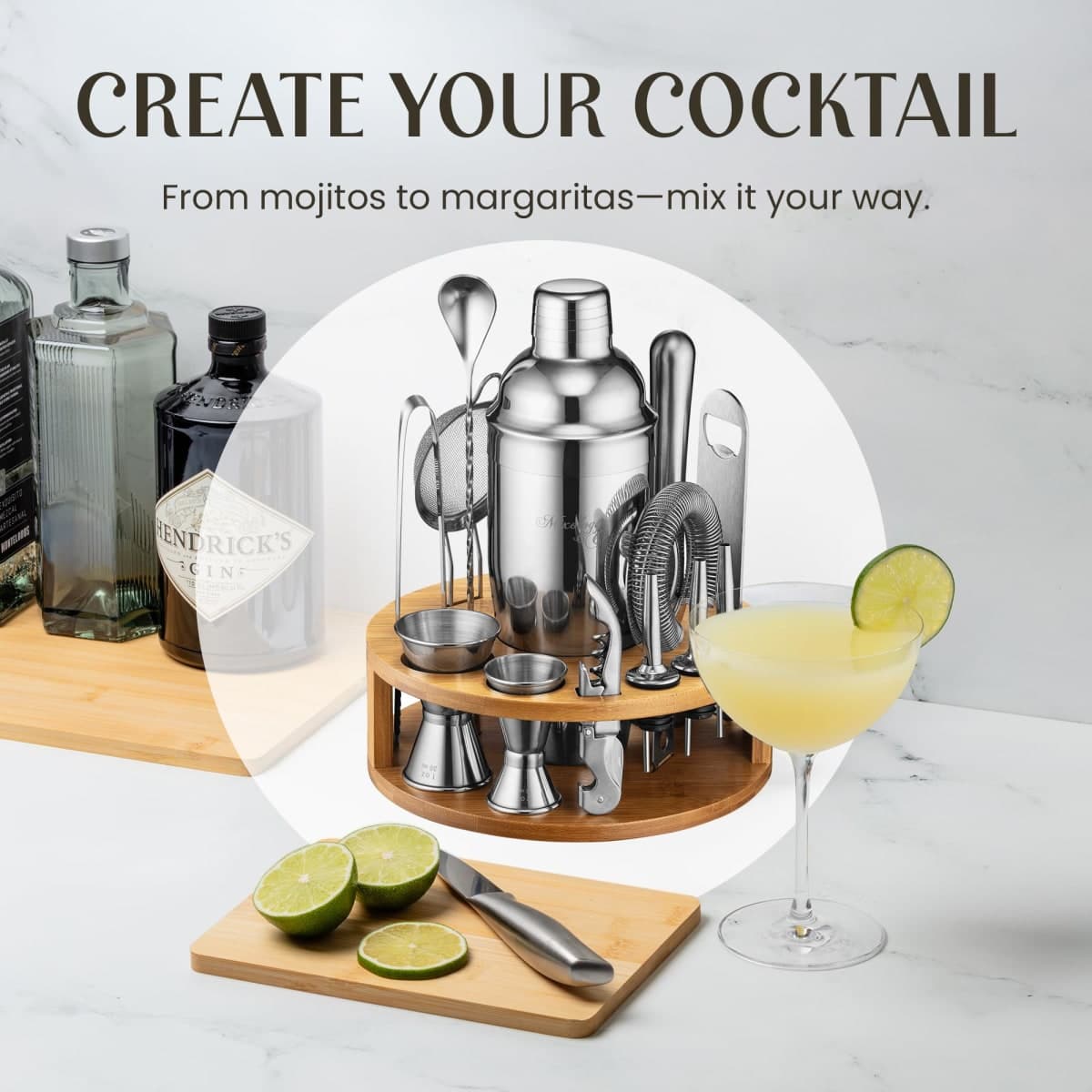 Mixology & Craft Bartender Kit - 15 Piece Set Including Cocktail Shaker and Bar Accessories, Perfect for Drink Mixing at Home, Plus Exclusive Recipe Cards thumbnail 4