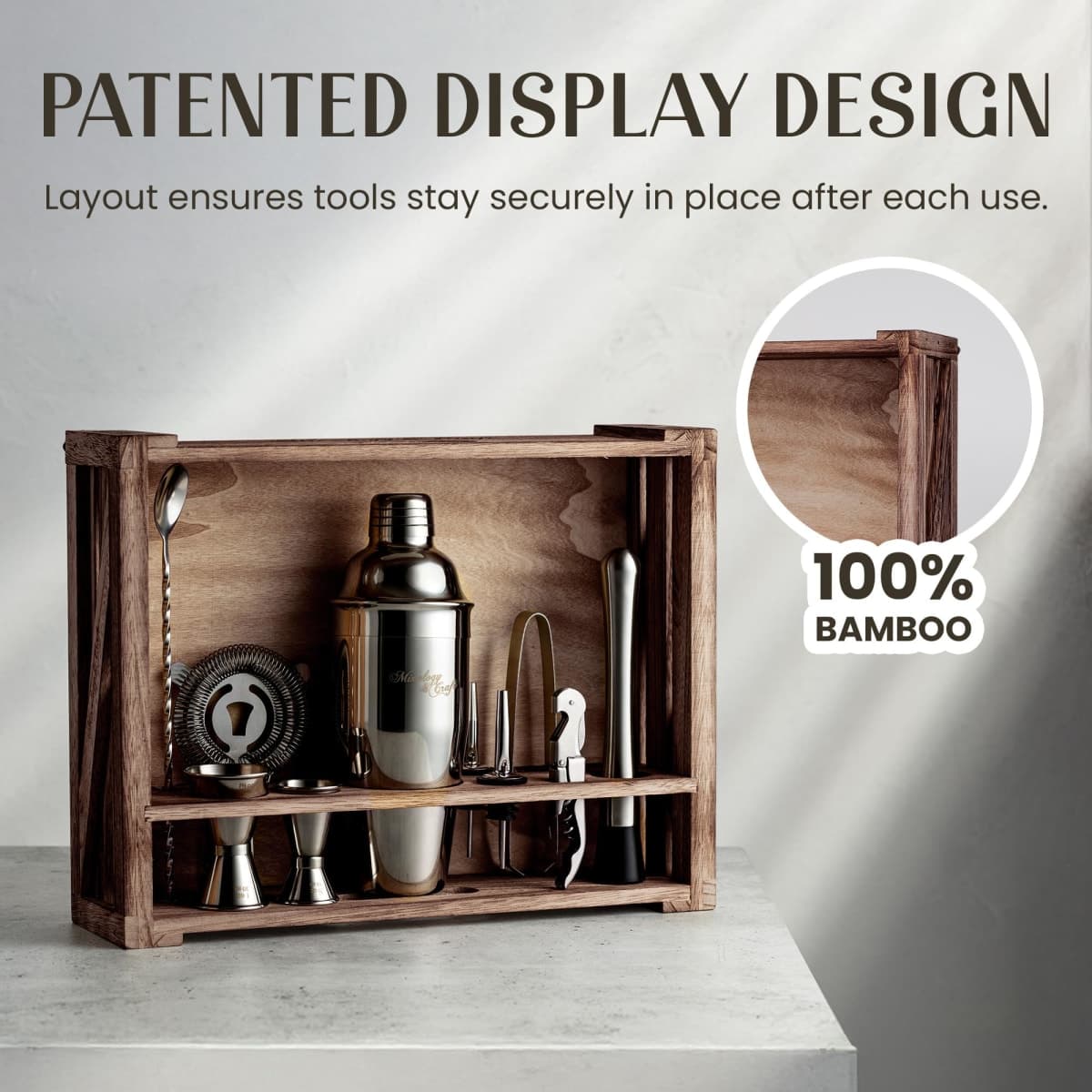 Mixology Bartender Kit: 11-Piece Bar Tool Set with Rustic Wood Stand | Perfect Home Bartending Kit and Cocktail Shaker Set for an Awesome Drink Mixing Experience (Gun-Metal Black) thumbnail 4