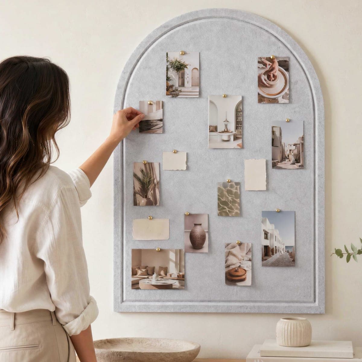 Large Arched Felt Bulletin Board - Stylish Perfectly Sized 21.5" x 17" Cork Board Alternative for Office & Wall Decor – Bulletin Board Set with Pins is Perfect to Display Your Photos — image 1
