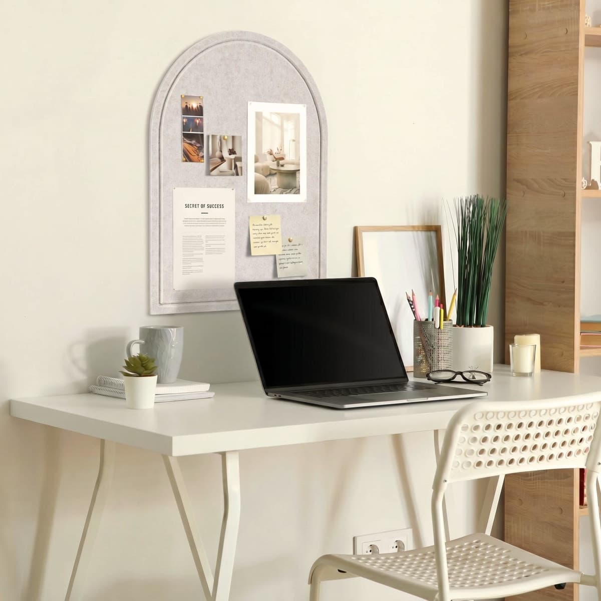 Large Arched Felt Bulletin Board - Stylish Perfectly Sized 21.5" x 17" Cork Board Alternative for Office & Wall Decor – Bulletin Board Set with Pins is Perfect to Display Your Photos thumbnail 3