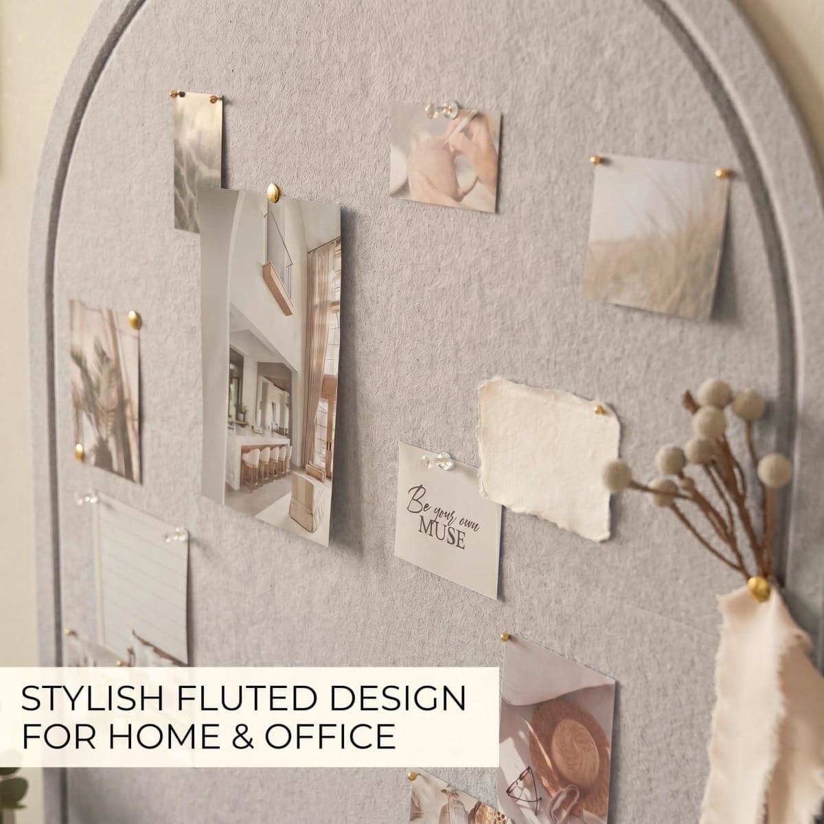 Large Arched Felt Bulletin Board - Stylish Perfectly Sized 21.5" x 17" Cork Board Alternative for Office & Wall Decor – Bulletin Board Set with Pins is Perfect to Display Your Photos thumbnail 4