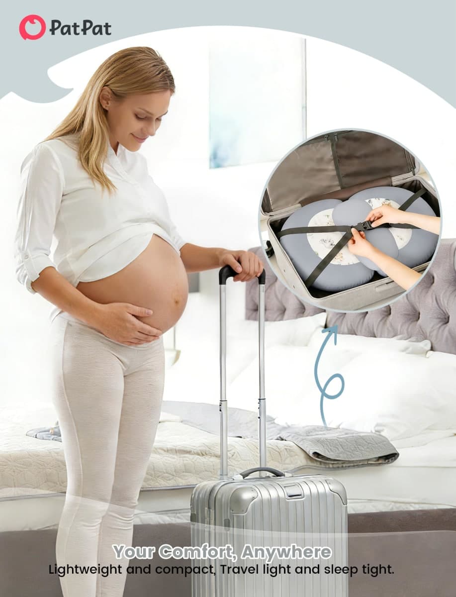 PATPAT Pregnancy Pillow for Sleeping, Maternity Pillow with Removable Cooling Cover, Support for Back, Belly and Hips, Portable Travel Wedge Pillow for Pregnant Women with Adjustable Small Pillow thumbnail 4