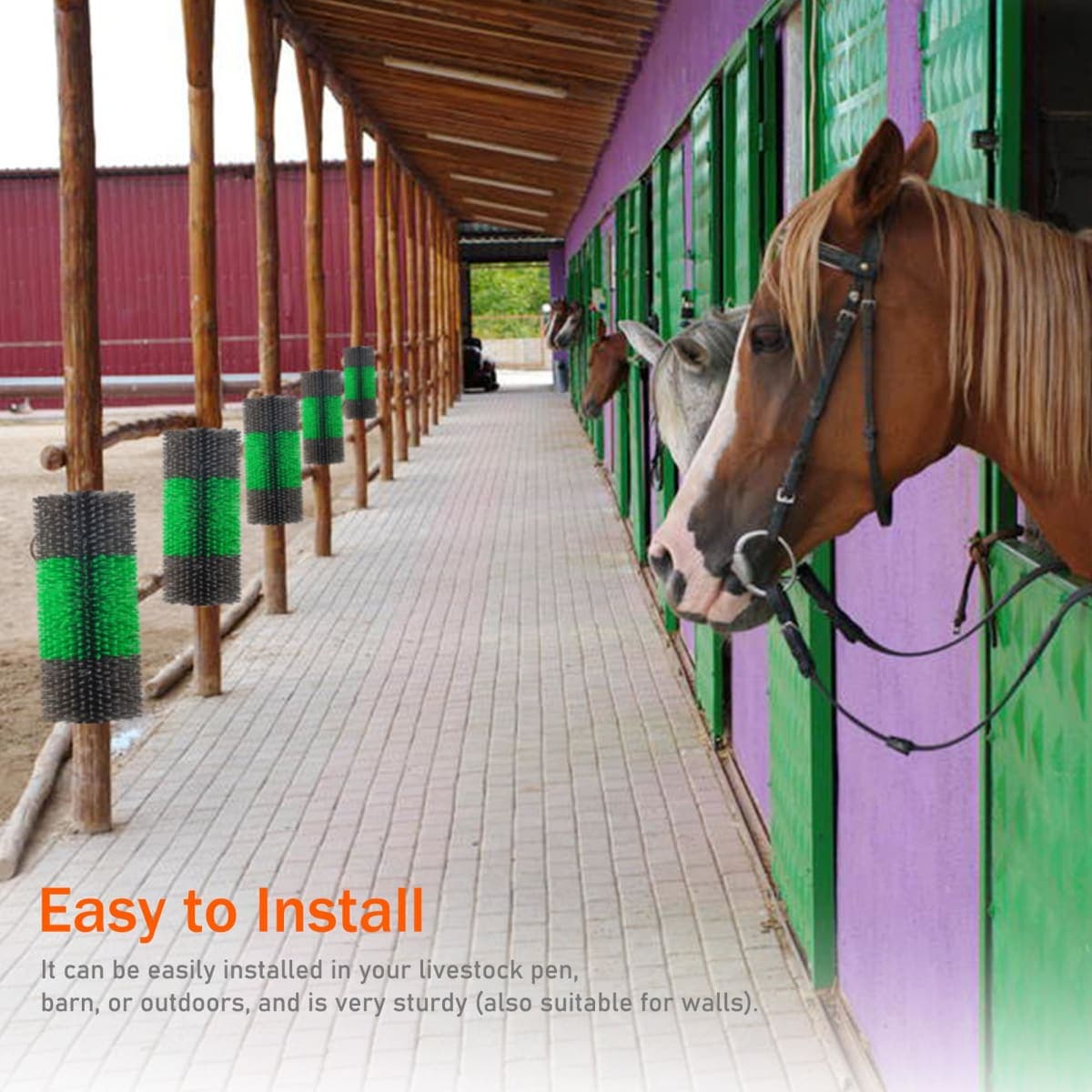 KUNBEIEN 4PCS Livestock Scratch Brushes, Horse Scratcher Full Massage Brush Kit, Relieve Itching on the Back, Suitable for Horse, Cattle, Sheep, Pig (Green) thumbnail 5