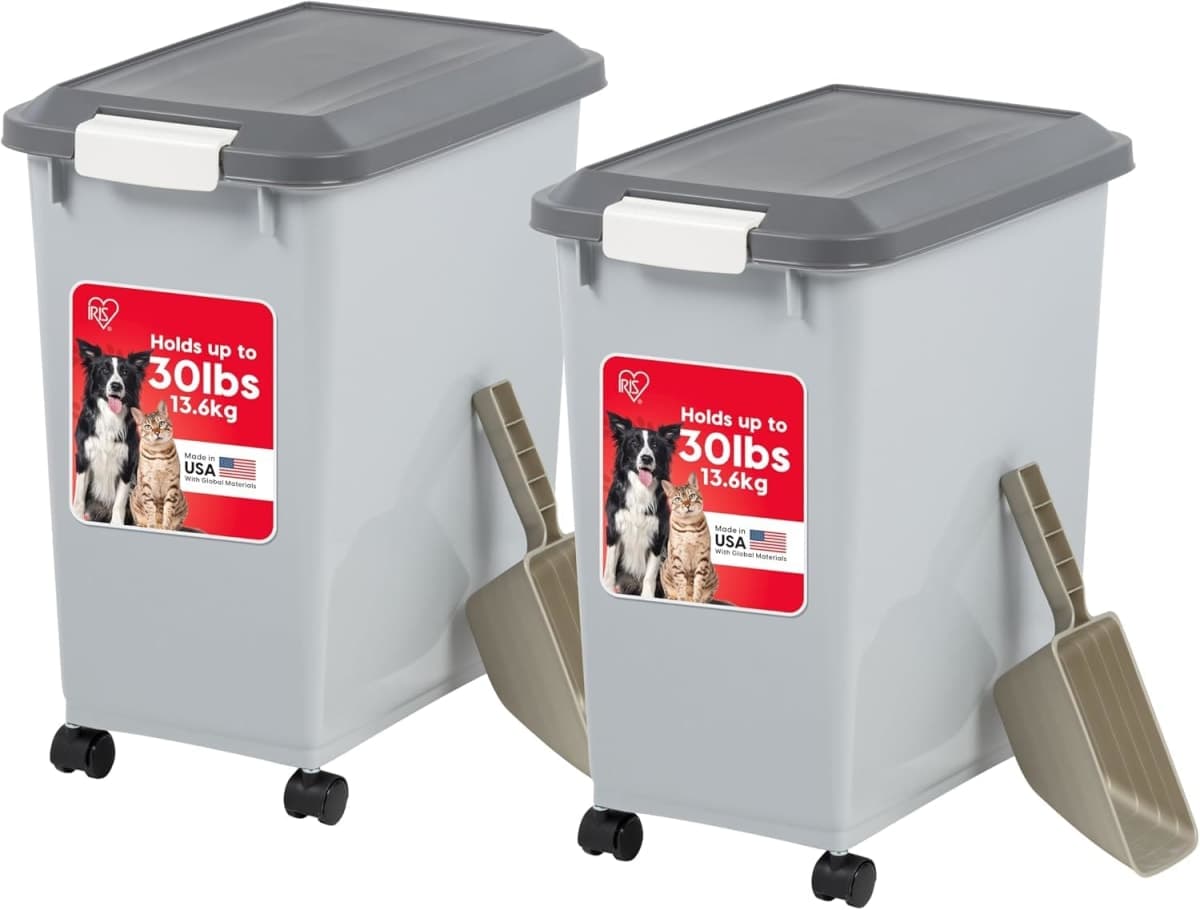 IRIS USA Dog Food Storage Container, 2-Pack, Up to 30 lbs, Gray/Dark Gray — image 1