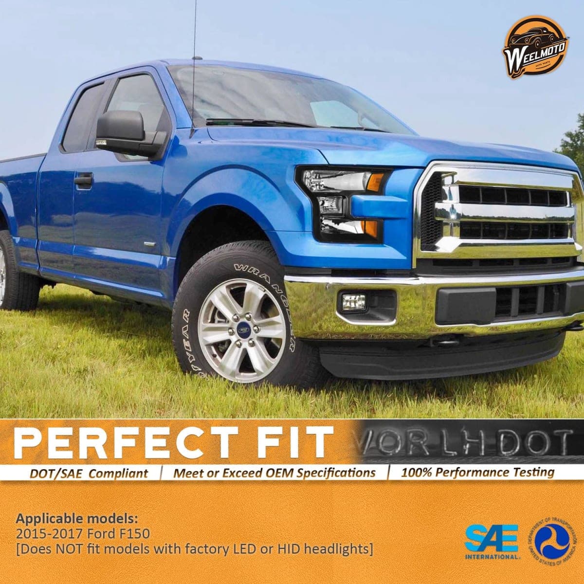 WEELMOTO Headlights Assembly for 2015 2016 2017 Ford F150 XL/XLT/Lariat thumbnail 2